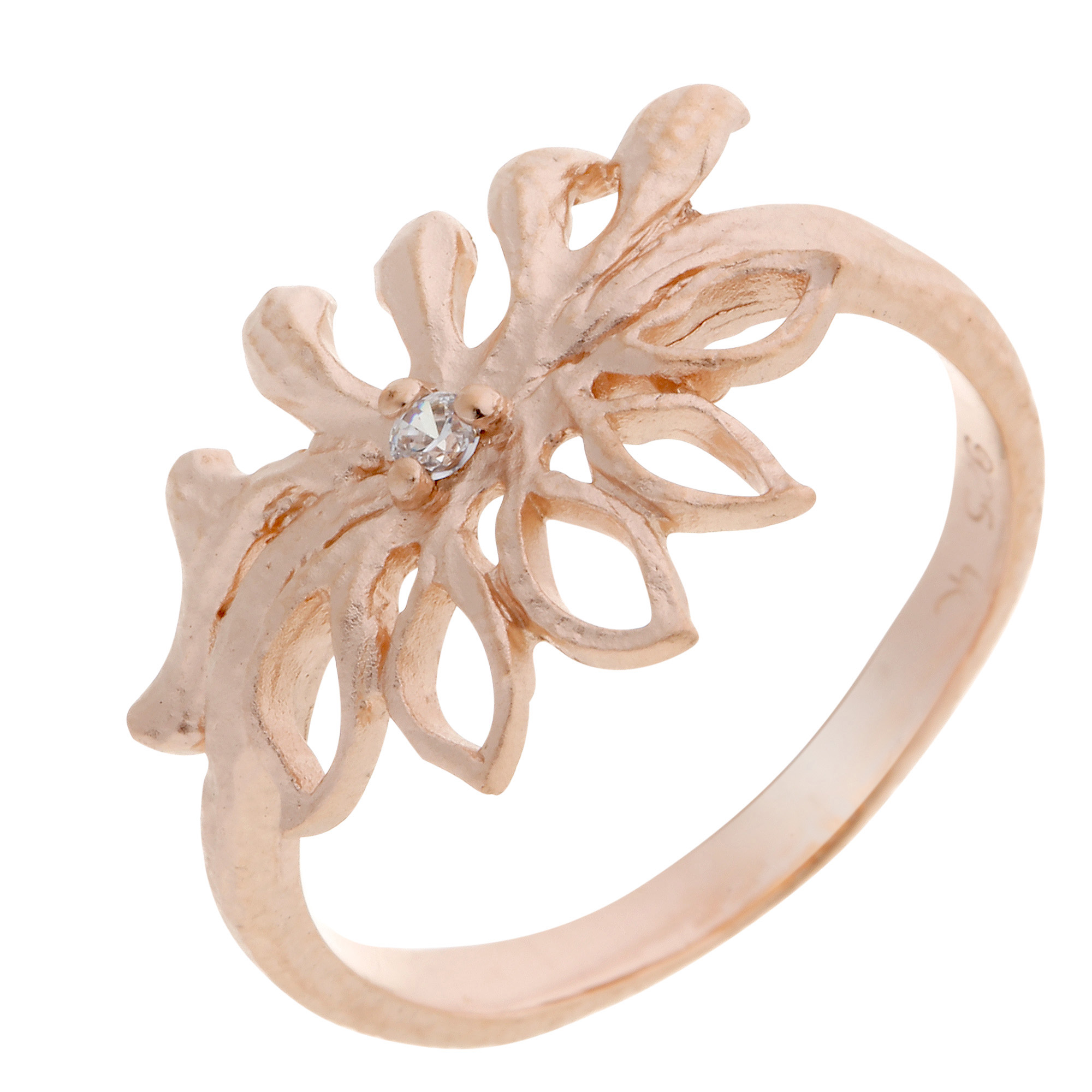 Orphelia Womens 925 Sterling Silver Ring - Rose Zr-6027/1 - Size O 1/2