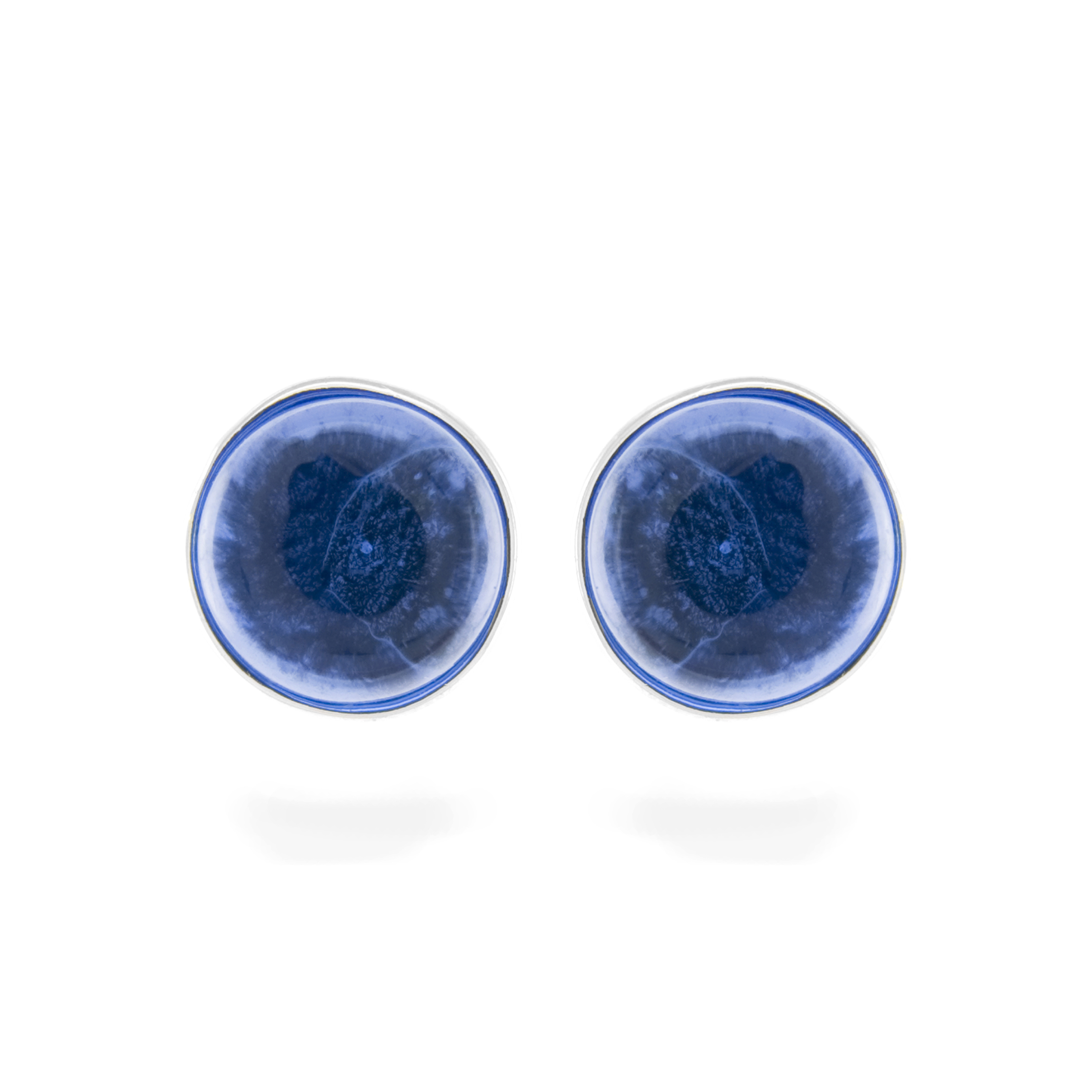 Thumbnail - Luxenter essential Ohrringe aus 925er Sterlingsilber und hydrothermalem Lapislazuli-Quarz mit rhodinierter Oberfläche