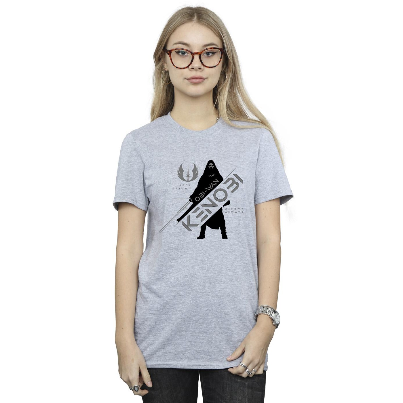 Star Wars Womens/Ladies Obi-Wan Kenobi Jedi Knight Cotton Boyfriend T-Shirt (Sports Grey) dam – bild 2
