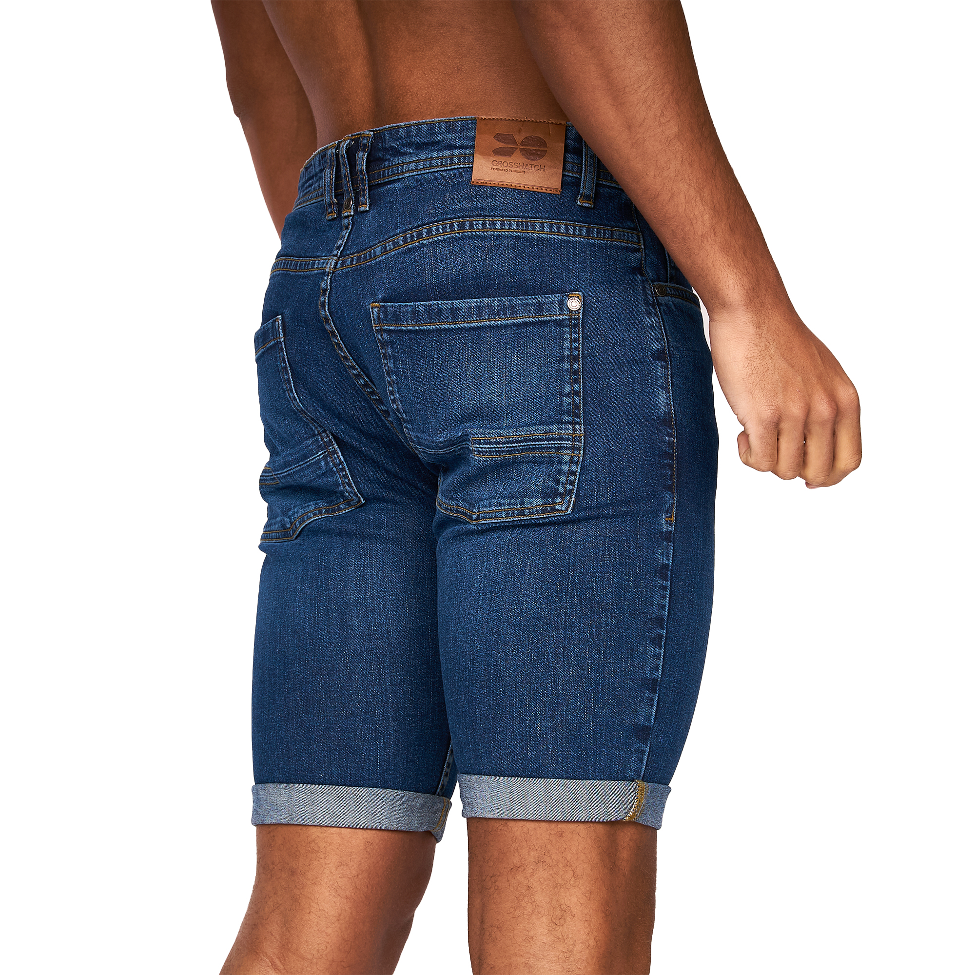 Crosshatch Mens Tadcaster Denim Shorts (Mid Wash) herr – bild 2