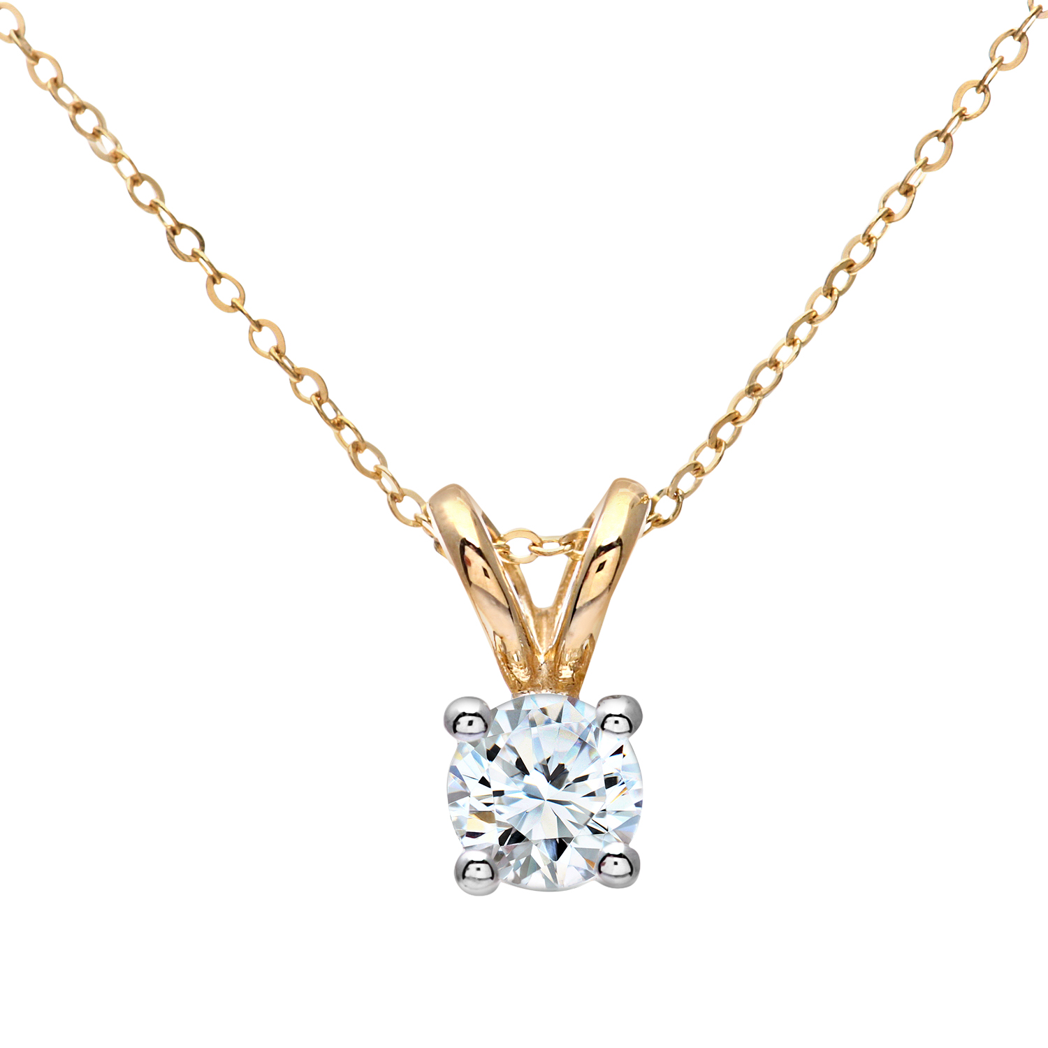 Diamant L’Eternel Womens 9ct Yellow Gold Ladies 33pt Single Stone Diamond Pendant + 18″ Trace Chain – One Size