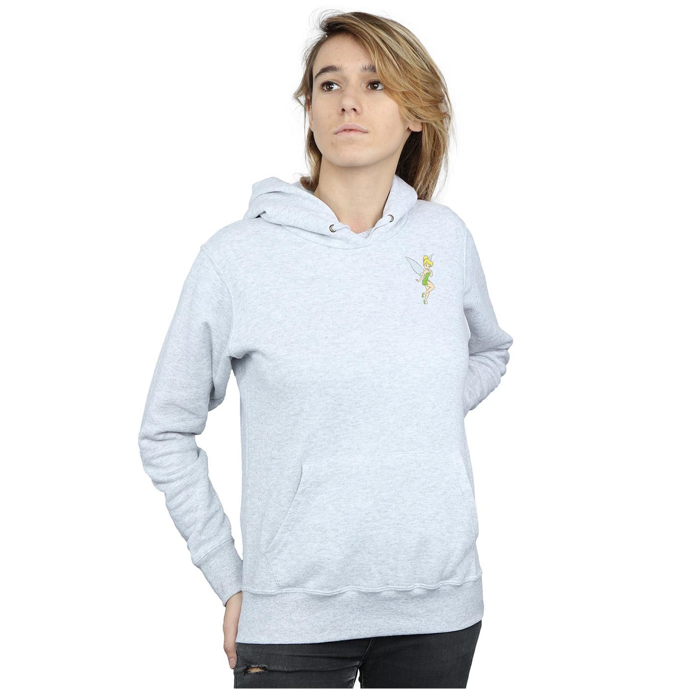 Disney Womens/Ladies Tinkerbell Chest Hoodie (Heather Grey) dam – bild 2