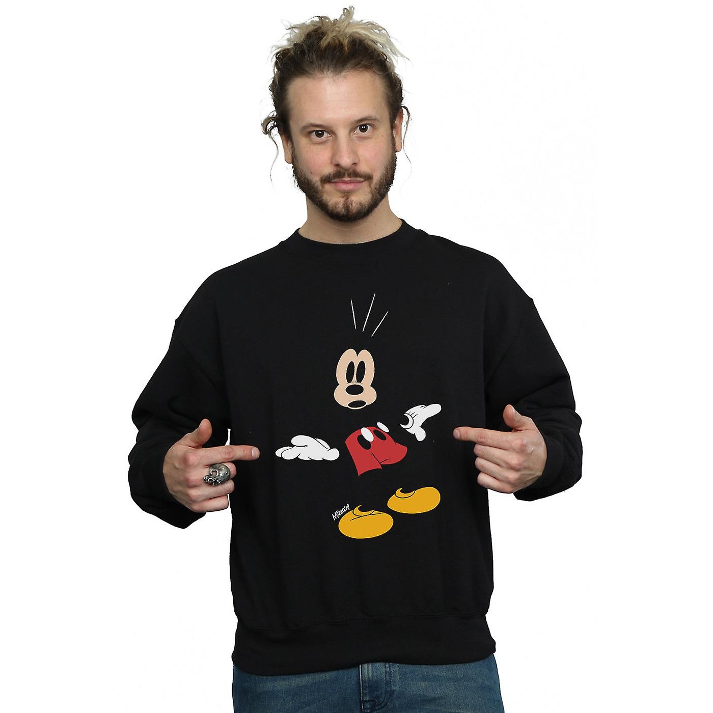 Disney Mens Mickey Mouse Surprised Sweatshirt (Black) herr – bild 2