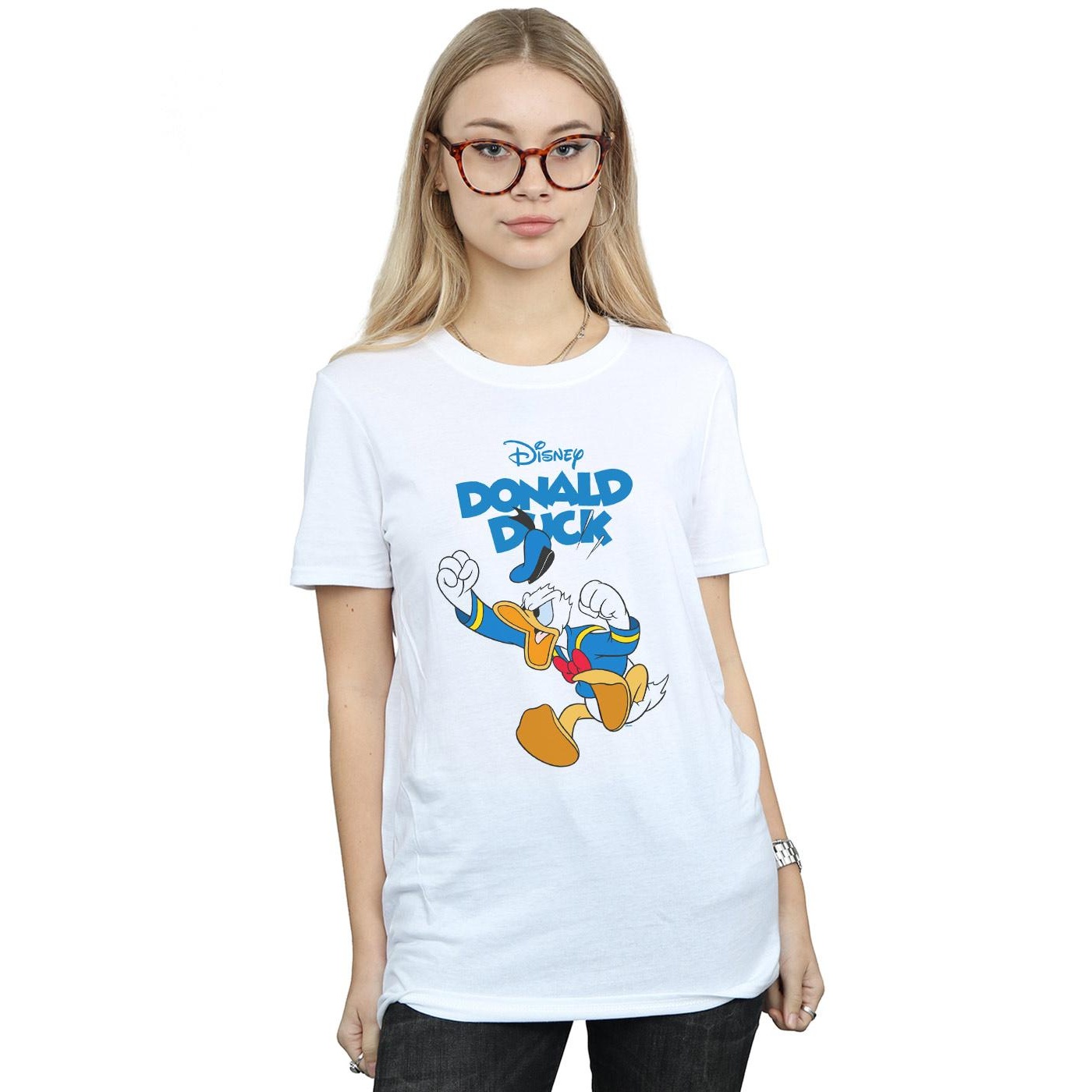 Disney Womens/Ladies Donald Duck Furious Donald Cotton Boyfriend T-Shirt (White) dam – bild 2
