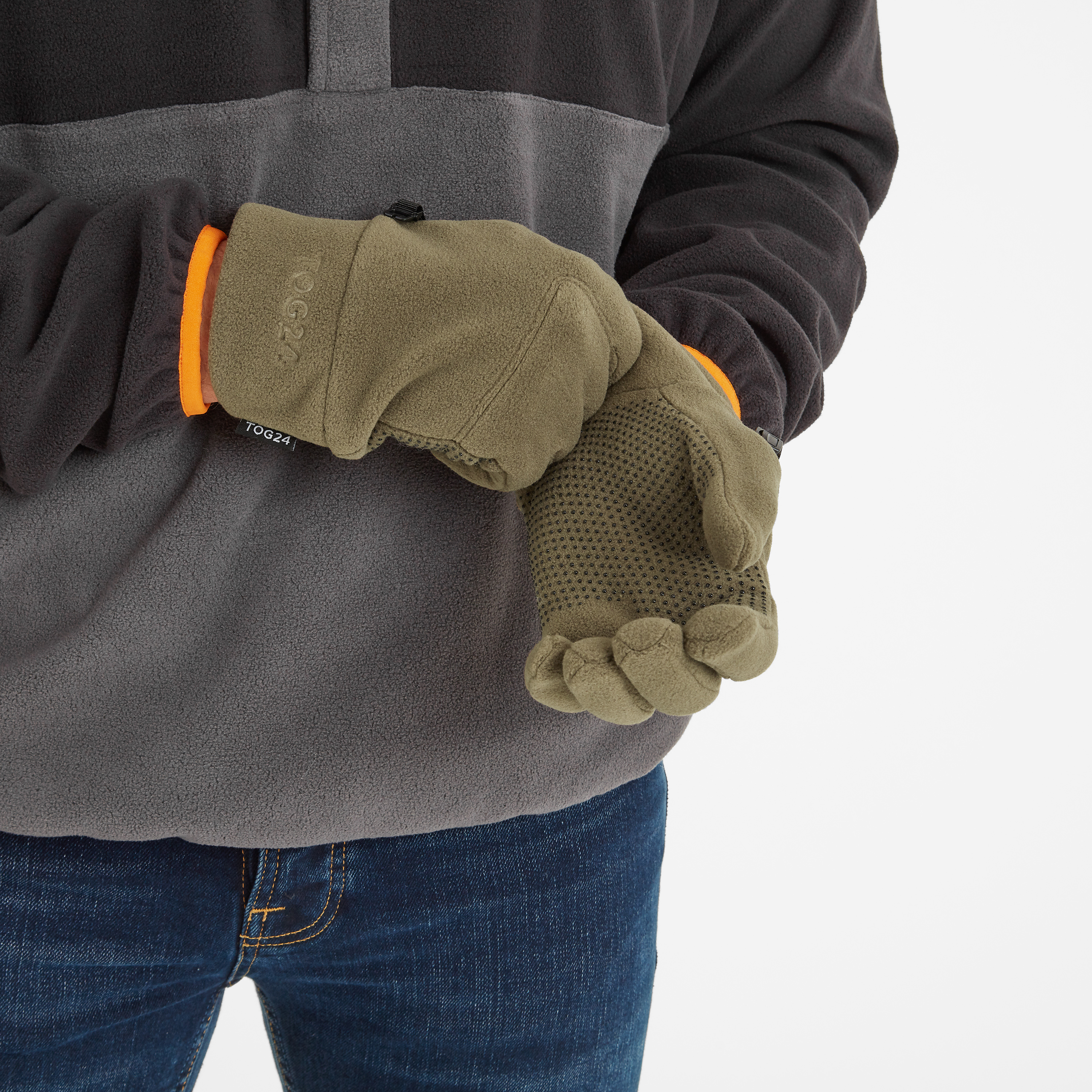 TOG24 Unisex Stride Microfleece Gloves Khaki - Size L/XL