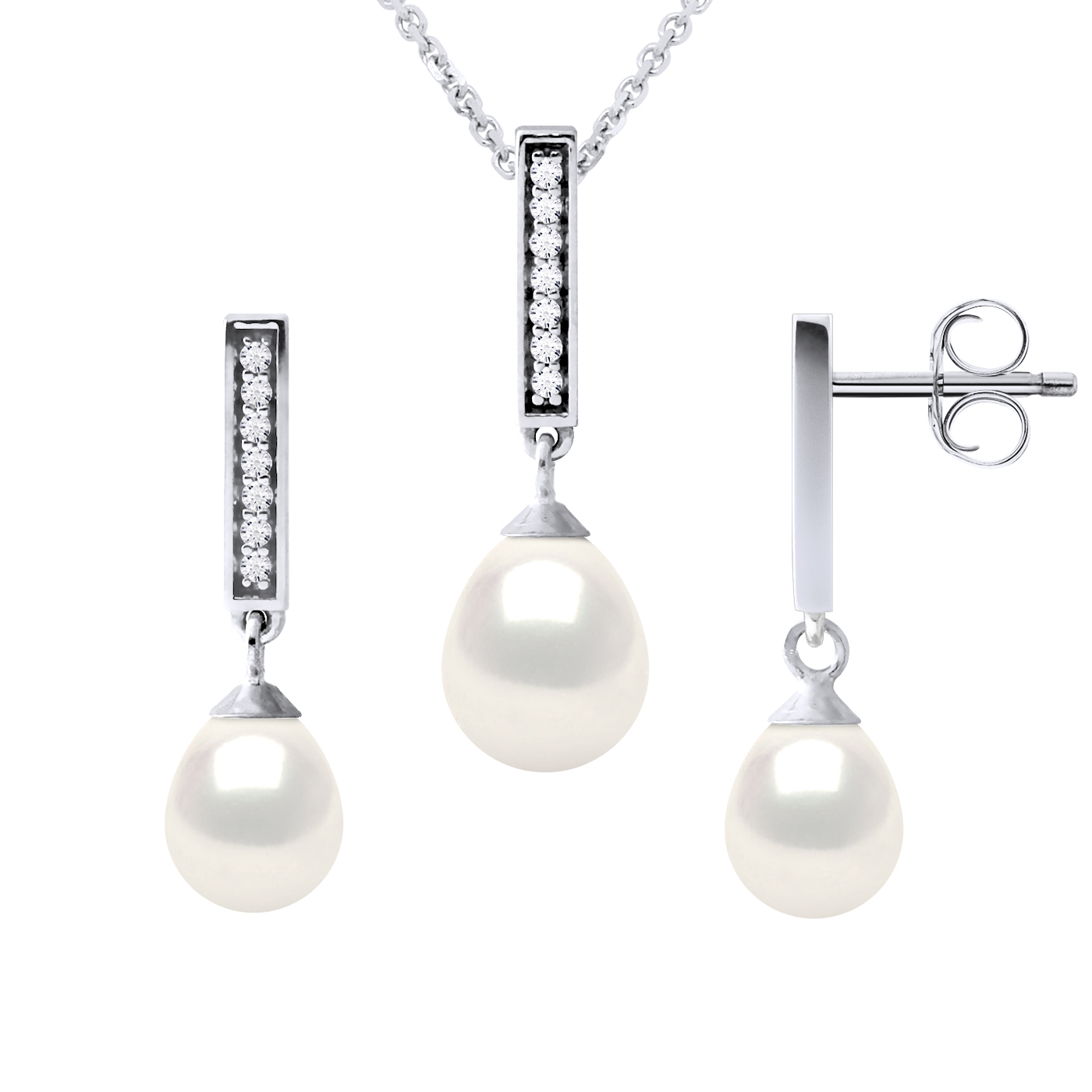 Finery Montaigne ketting en oorbellen Dangle Kralen Zoet Water White 925