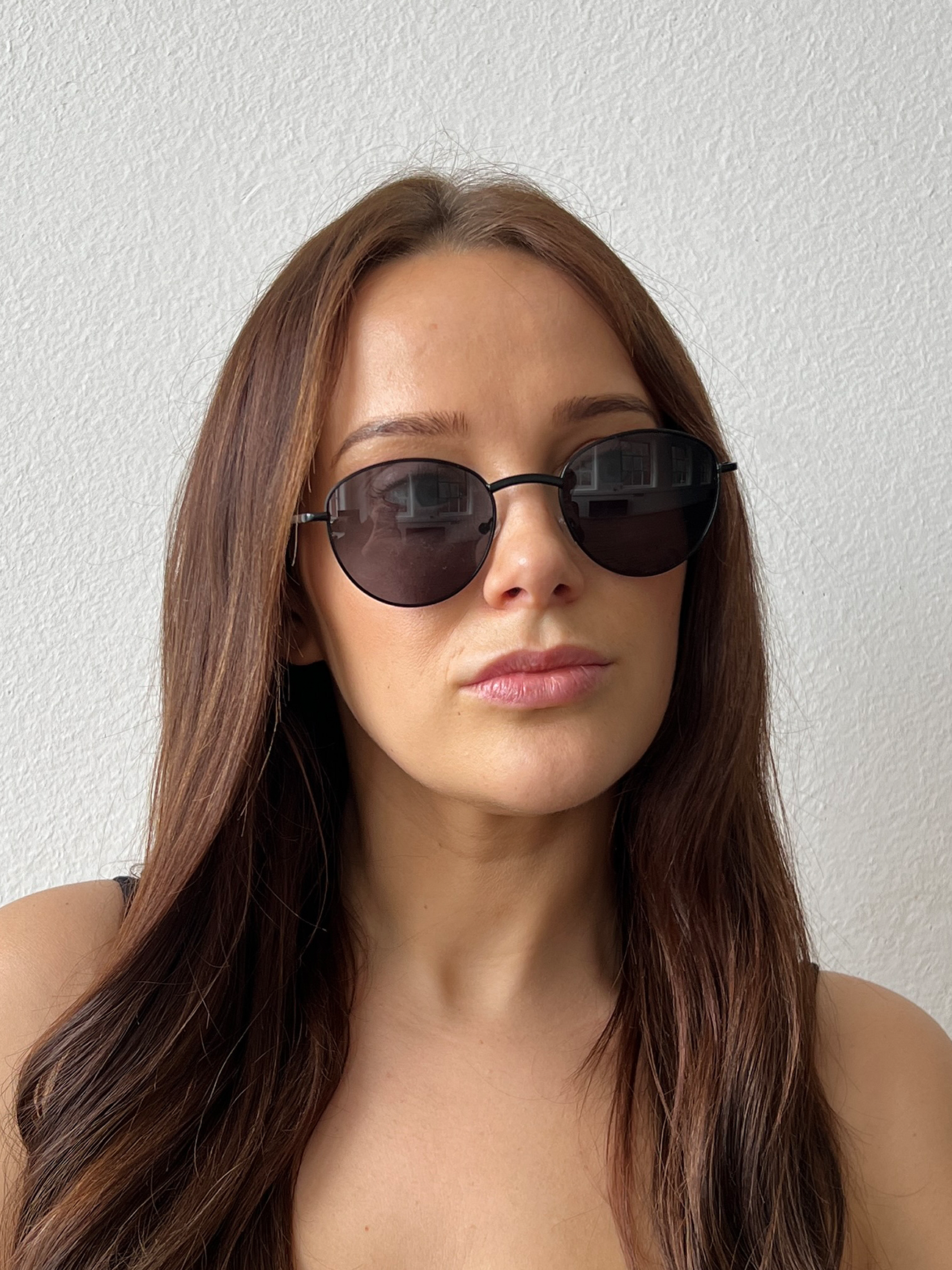 SVNX Unisex Metal Frame Round Sunglasses - Black - One Size