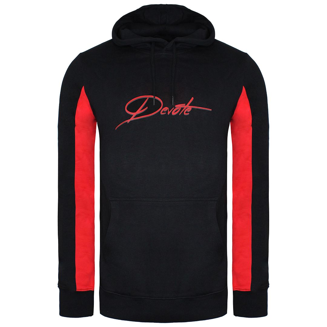 Thumbnail - Widmen Sie London Irivin Mens Black/Red Hoodie