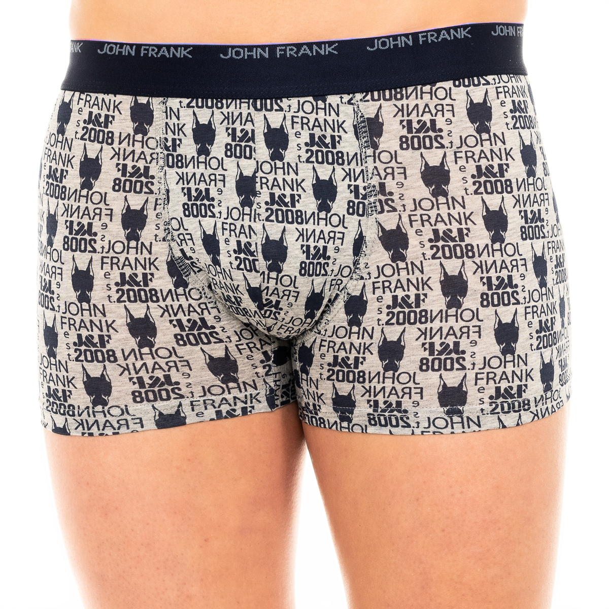 John Frank Womenss breathable woven elastic cotton boxer JFB108-DOG-GREY - Multicolour - Size Large