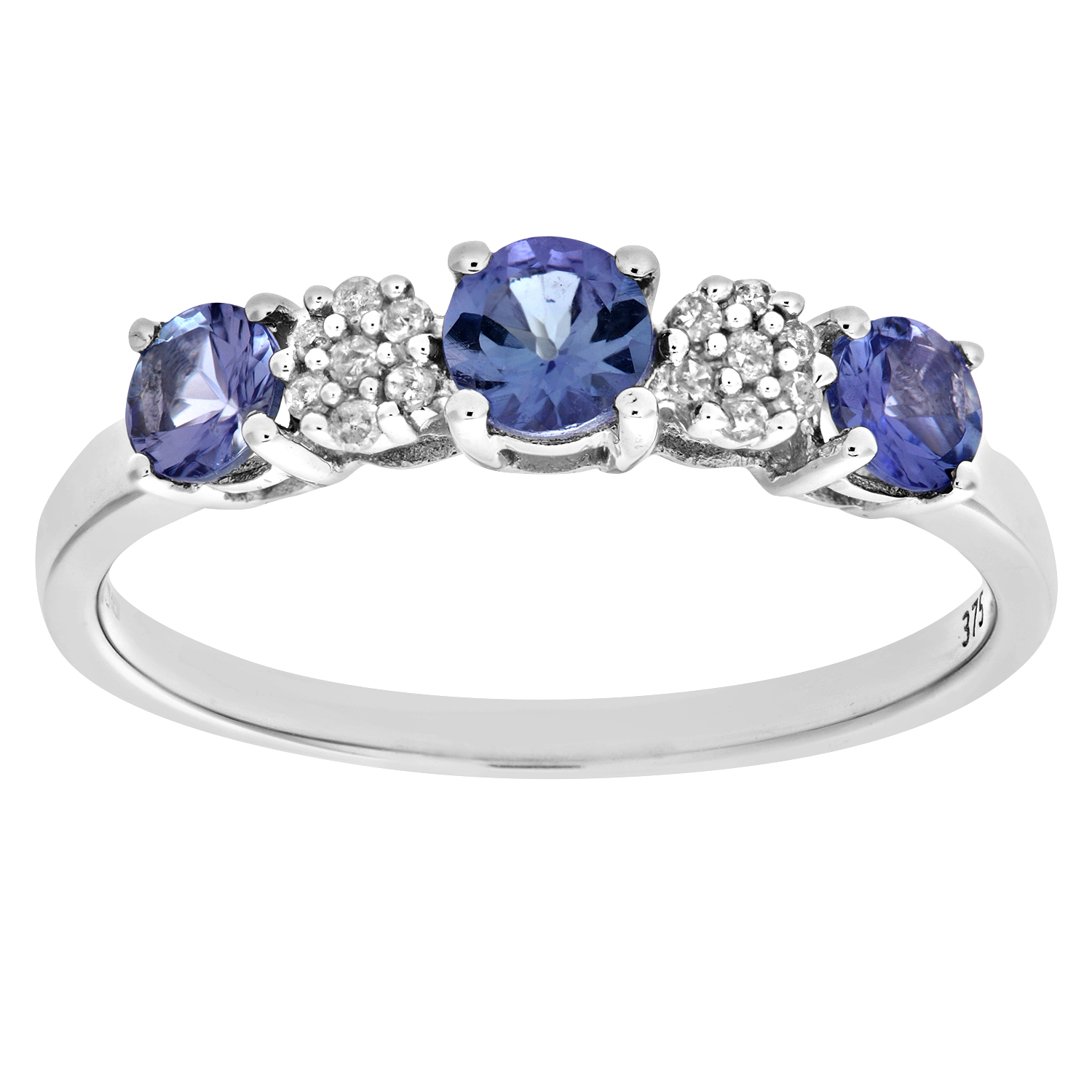 Diamant L’Eternel Womens 9ct White Gold Tanzanite and Diamond Fancy Eternity Ring – Size L