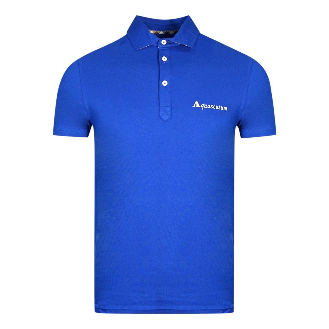 Thumbnail - Aquascutum Unterschrift Logo Blau Polohemd