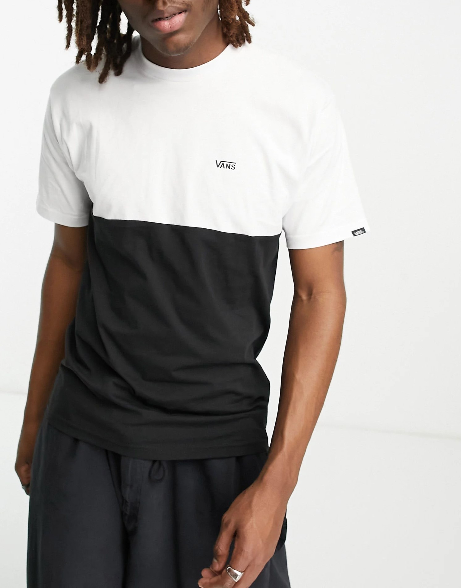 Vans Mens Color Block T-Shirt In Black/White - Size Small