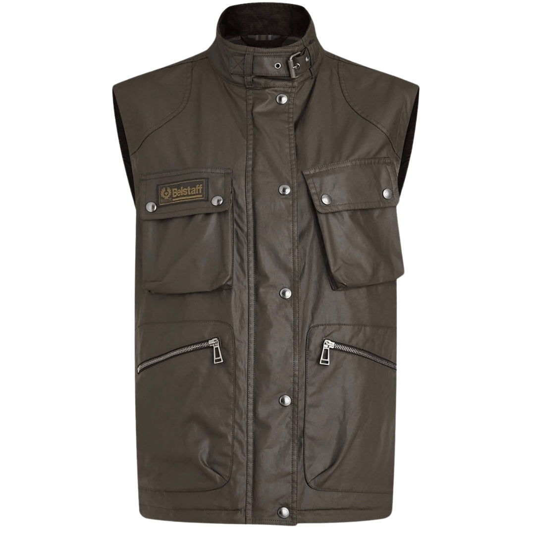 Thumbnail - Belstaff Waxed Edition Dunkelgrüne Giletjacke