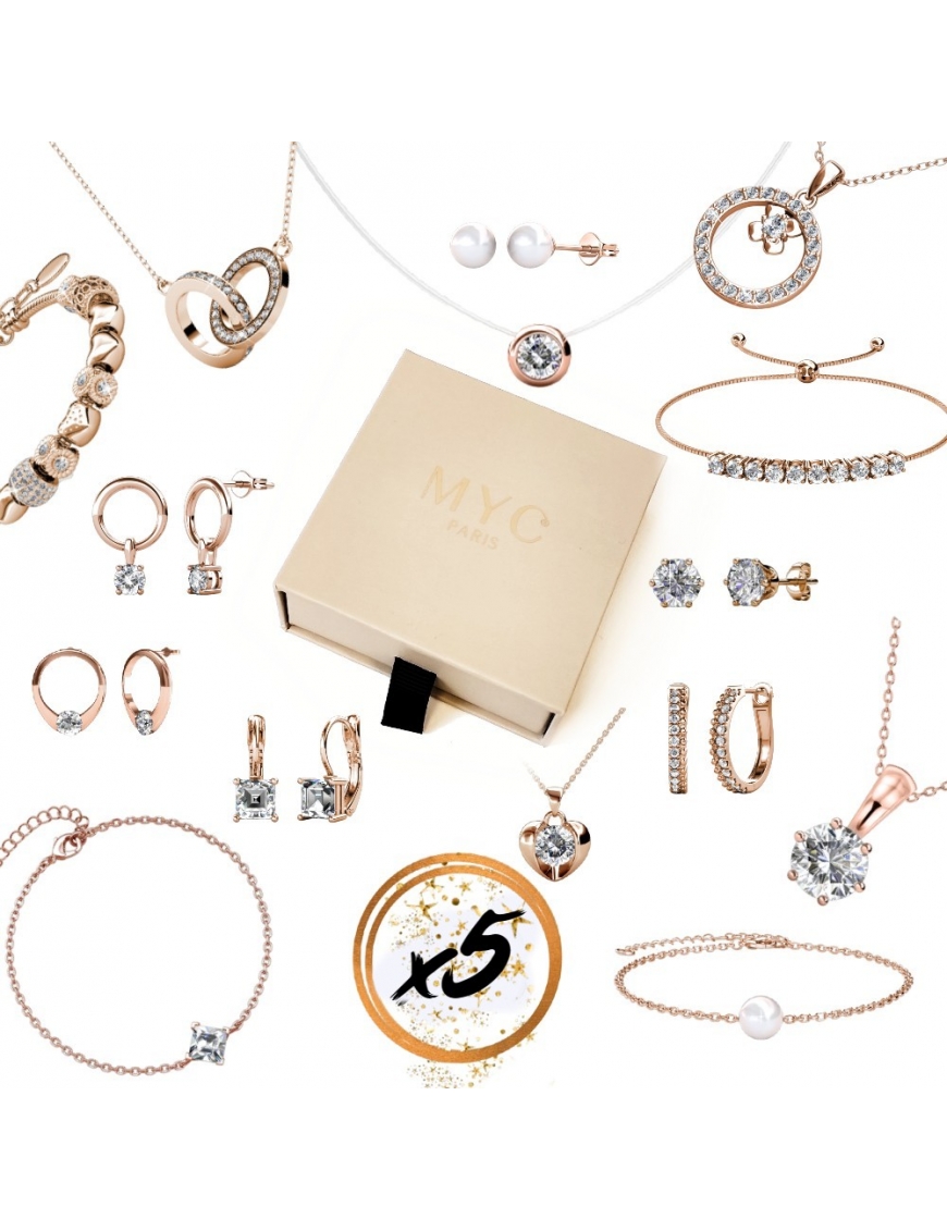 Thumbnail - 5 Überraschungsjuwelen in einer Geschenkbox - Rose Gold und Kristall