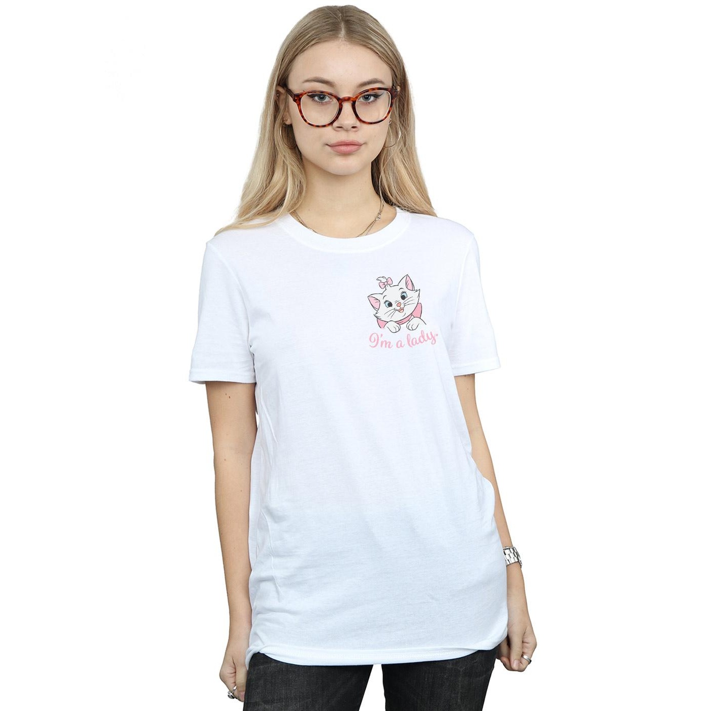 Disney Womens/Ladies Aristocats Marie I´m A Lady Breast Print Cotton Boyfriend T-Shirt (White) dam – bild 2