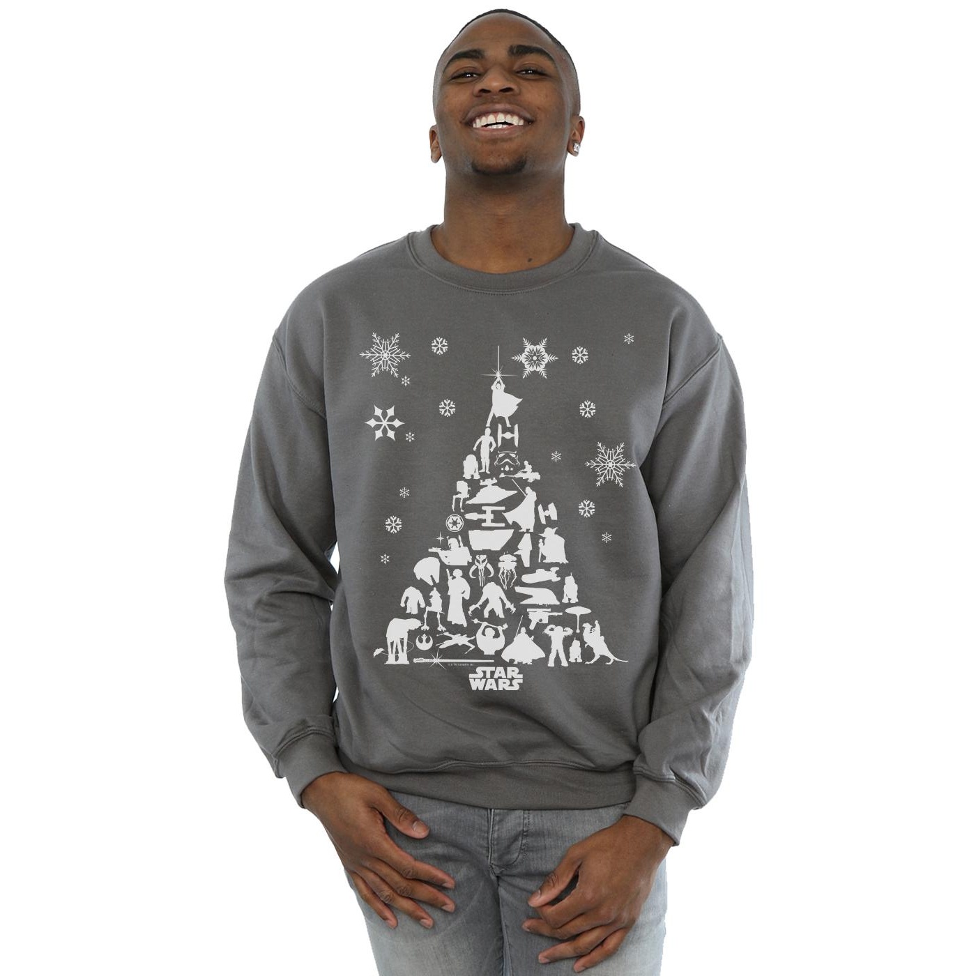 Star Wars Mens Christmas Tree Sweatshirt (Charcoal) herr – bild 2