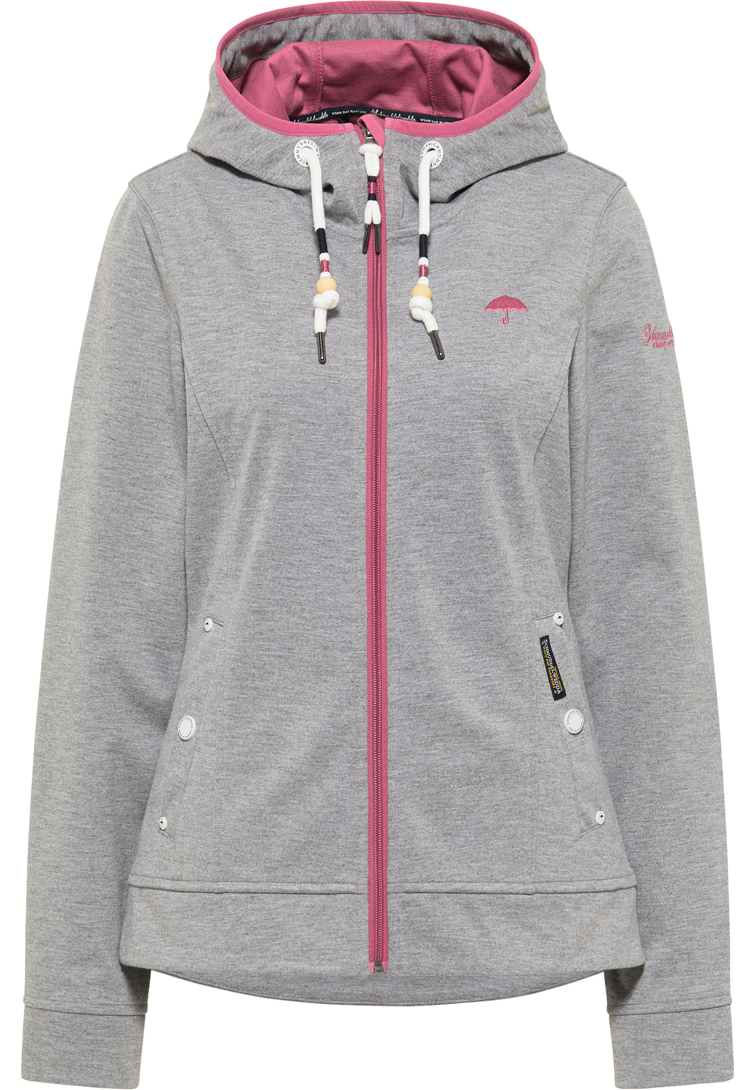 Schmuddelwedda functionele jas Dames grijs melange sorbet rood