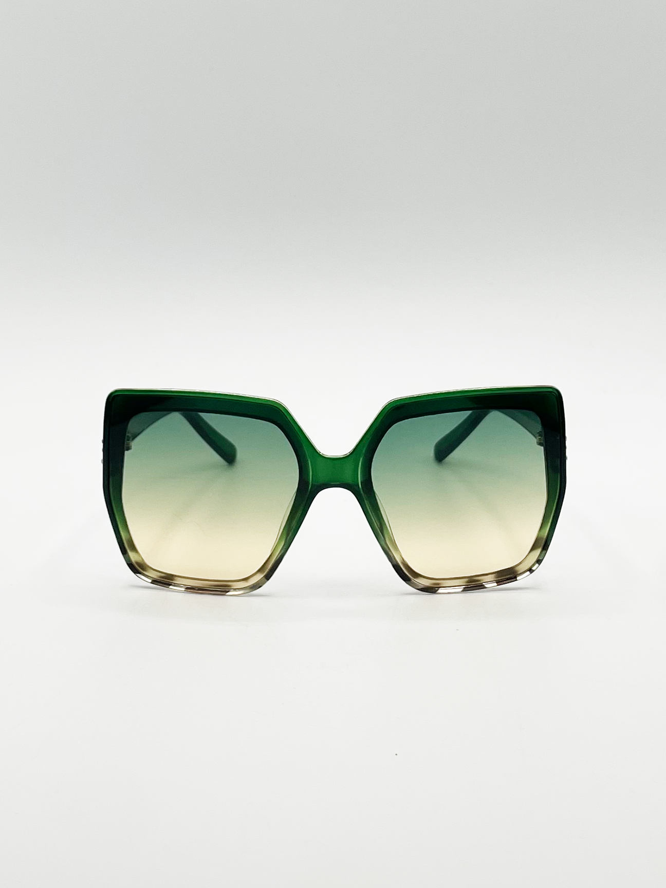 SVNX Womens Oversize Cateye Sunglasses with Diamante Detail Green - One Size
