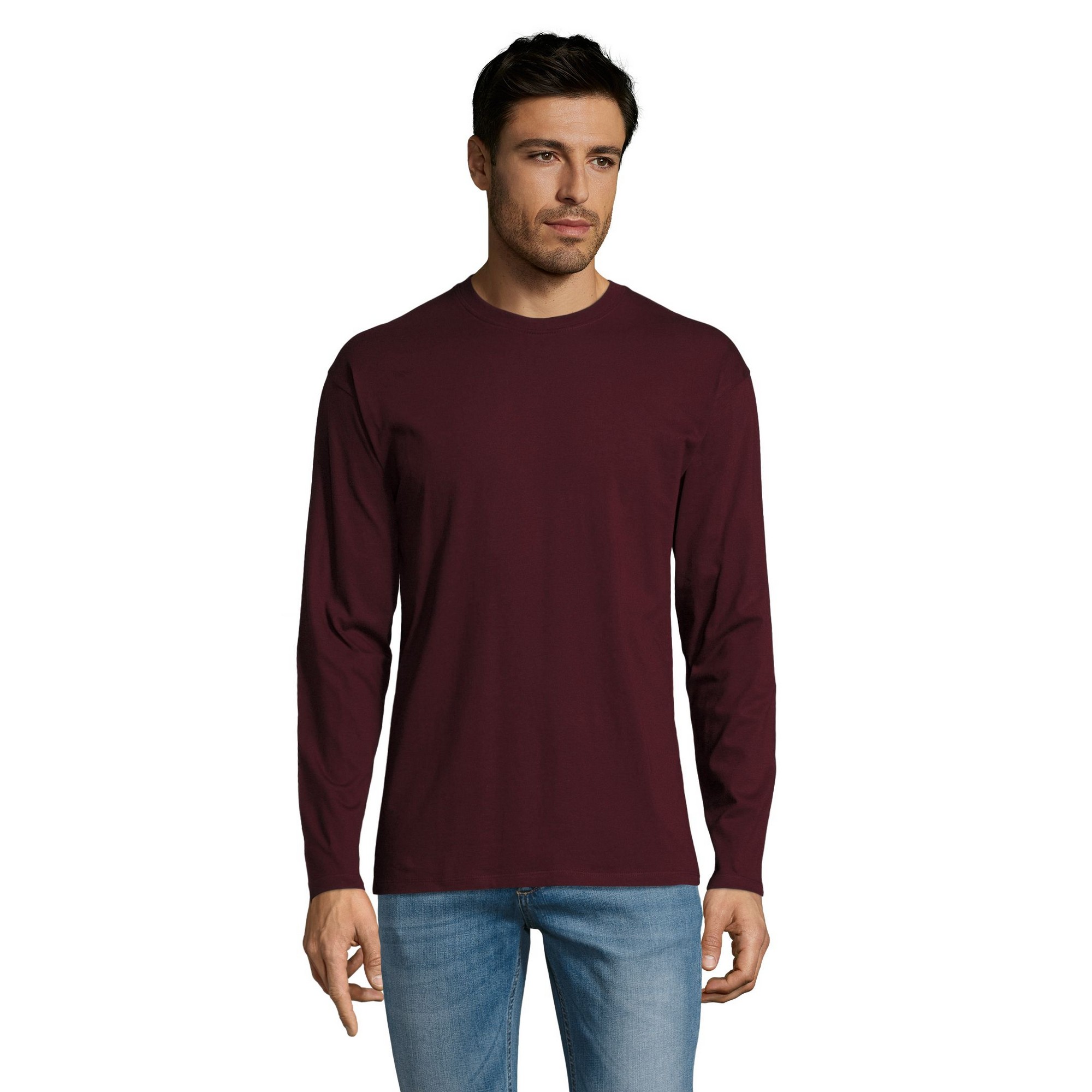 Thumbnail - SOLS Herren Monarch Langarm T-Shirt (Oxblood)