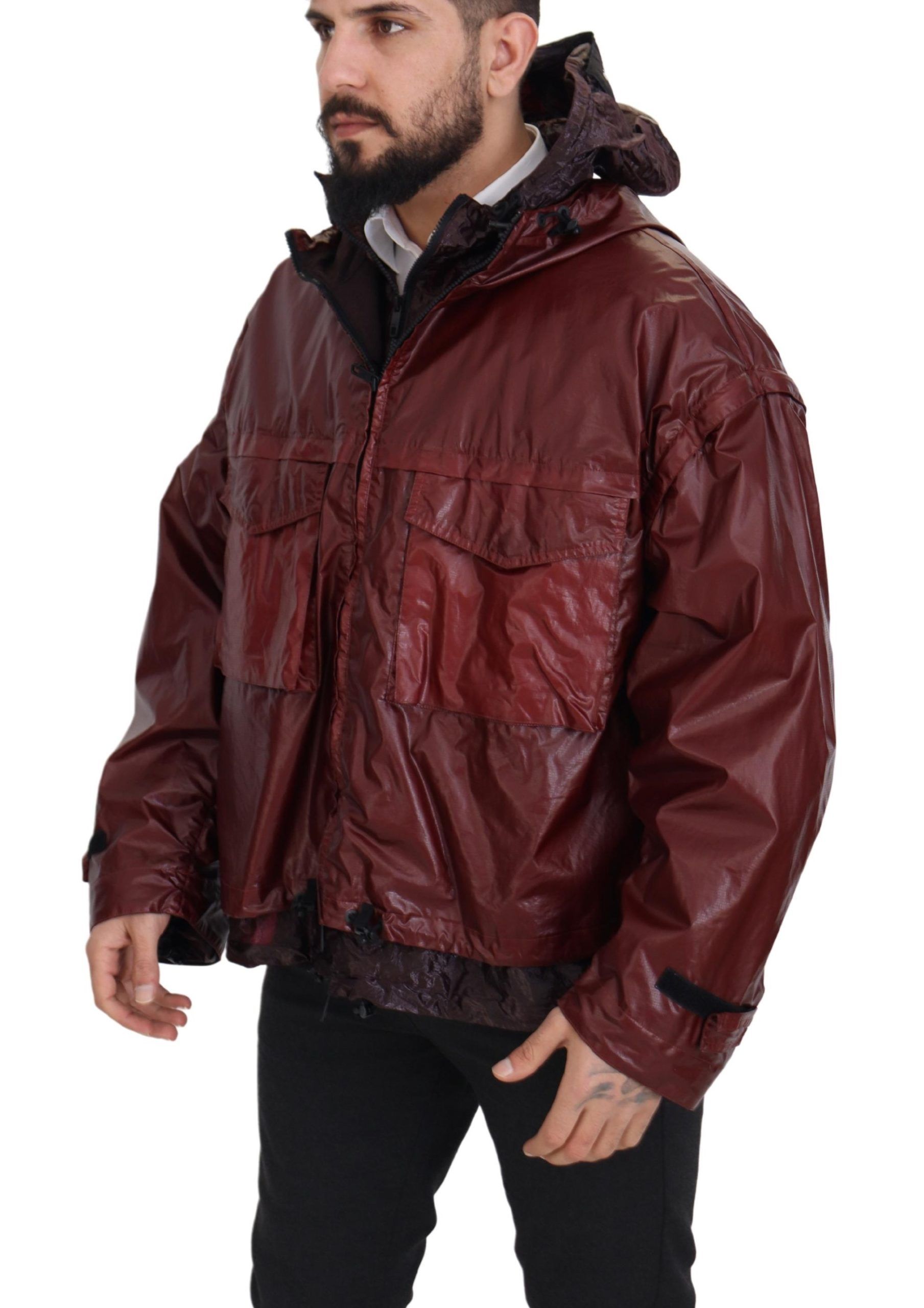 Dolce&Gabbana Bordeaux Bomull Huva Full Zip Herrjacka – bild 2