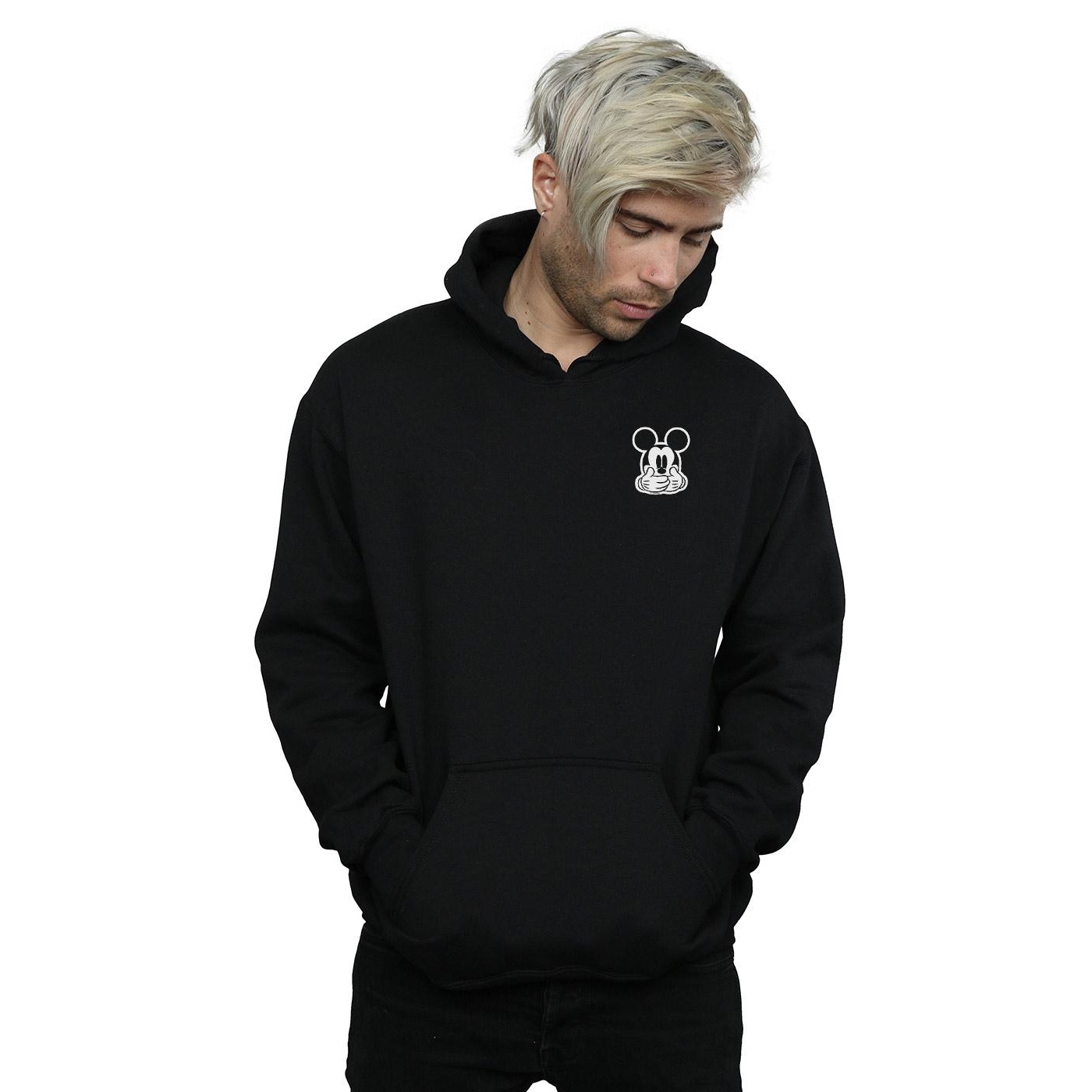 Disney Mens Mickey Mouse Dont Speak Breast Print Hoodie (Black) herr – bild 2