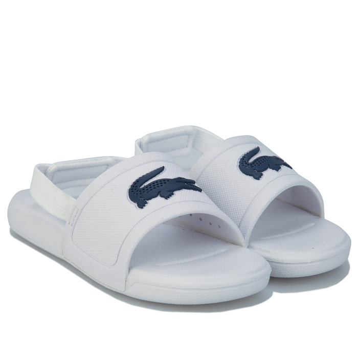 Boy's Lacoste Infant L.30 Slide Sandals in White blue