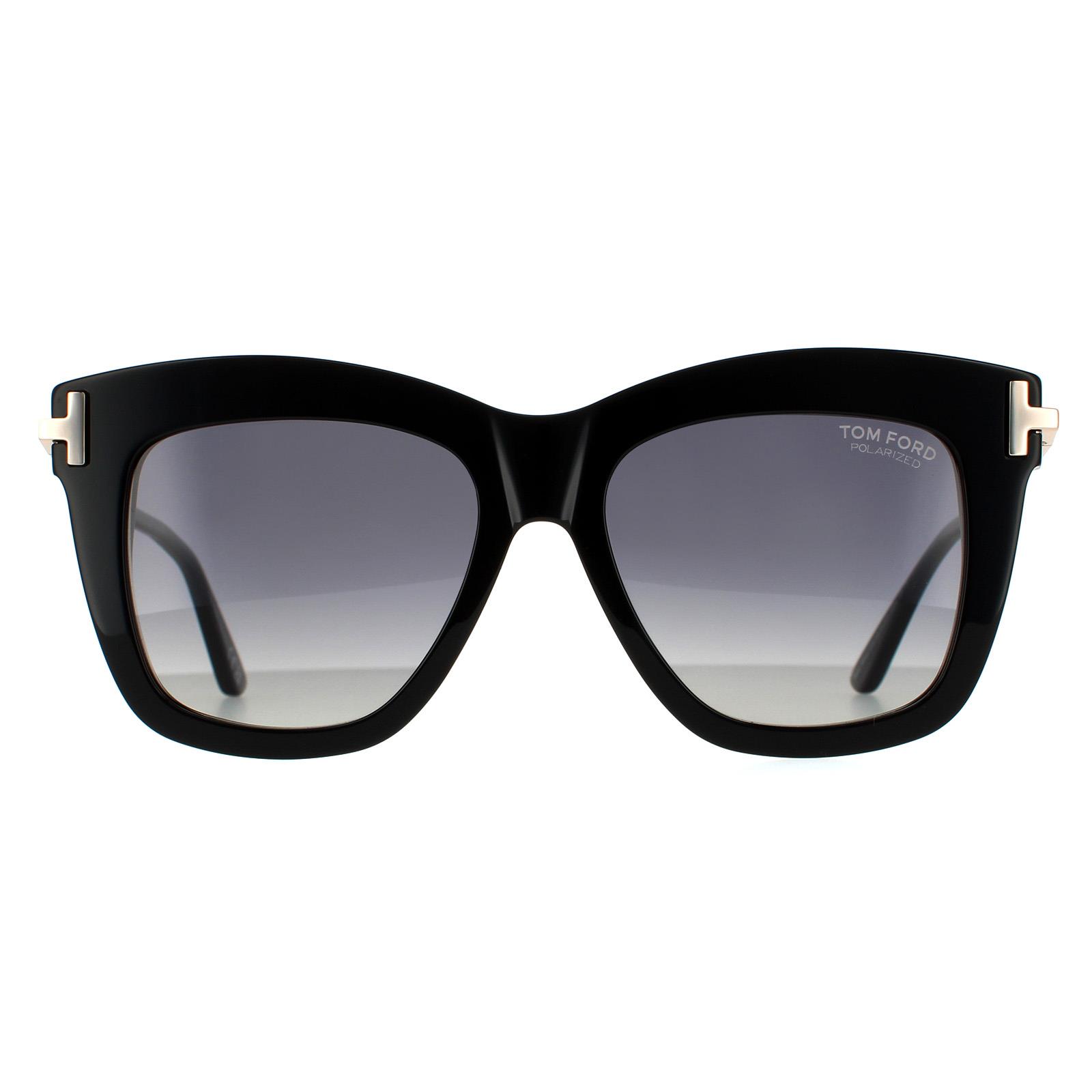 Thumbnail - Tom Ford Square Womens Shiny Black Smoke Gradient Polarized