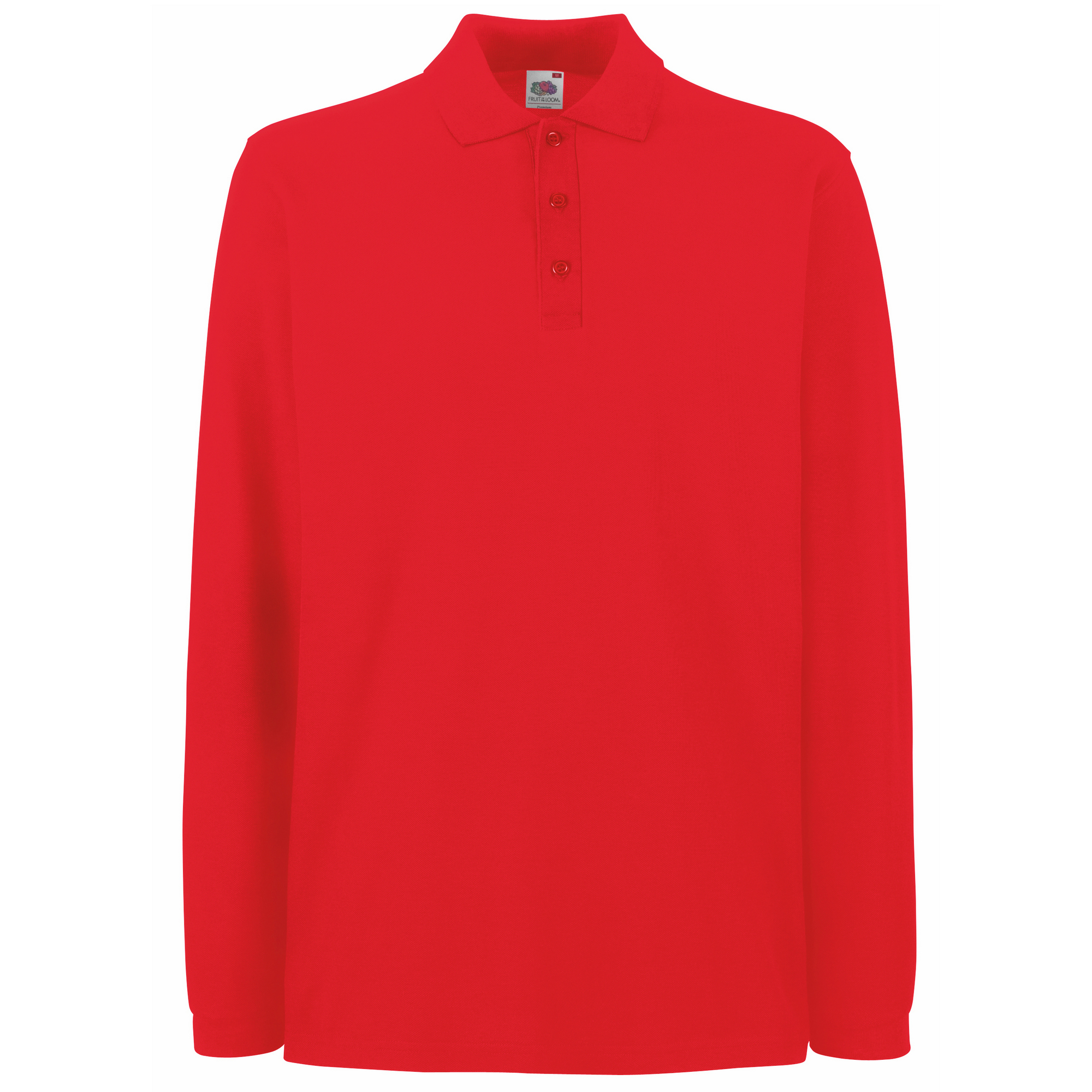 Fruit of the Loom Mens Premium Long Sleeve Polo Shirt - Red Cotton - Size 3XL