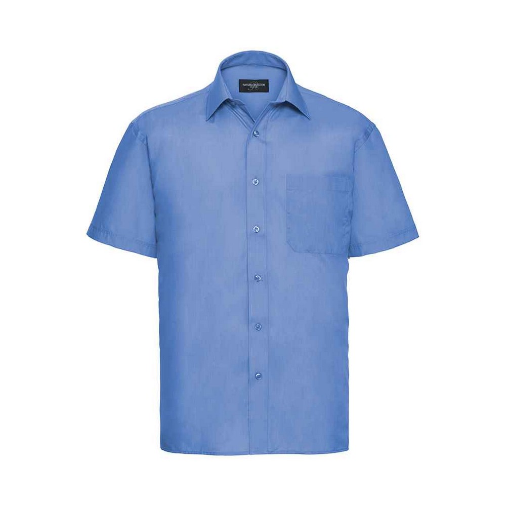 Russell Athletic Collection Mens Poplin Easy-Care Short-Sleeved Formal Shirt (Corporate Blue) - Size 19.5 inch