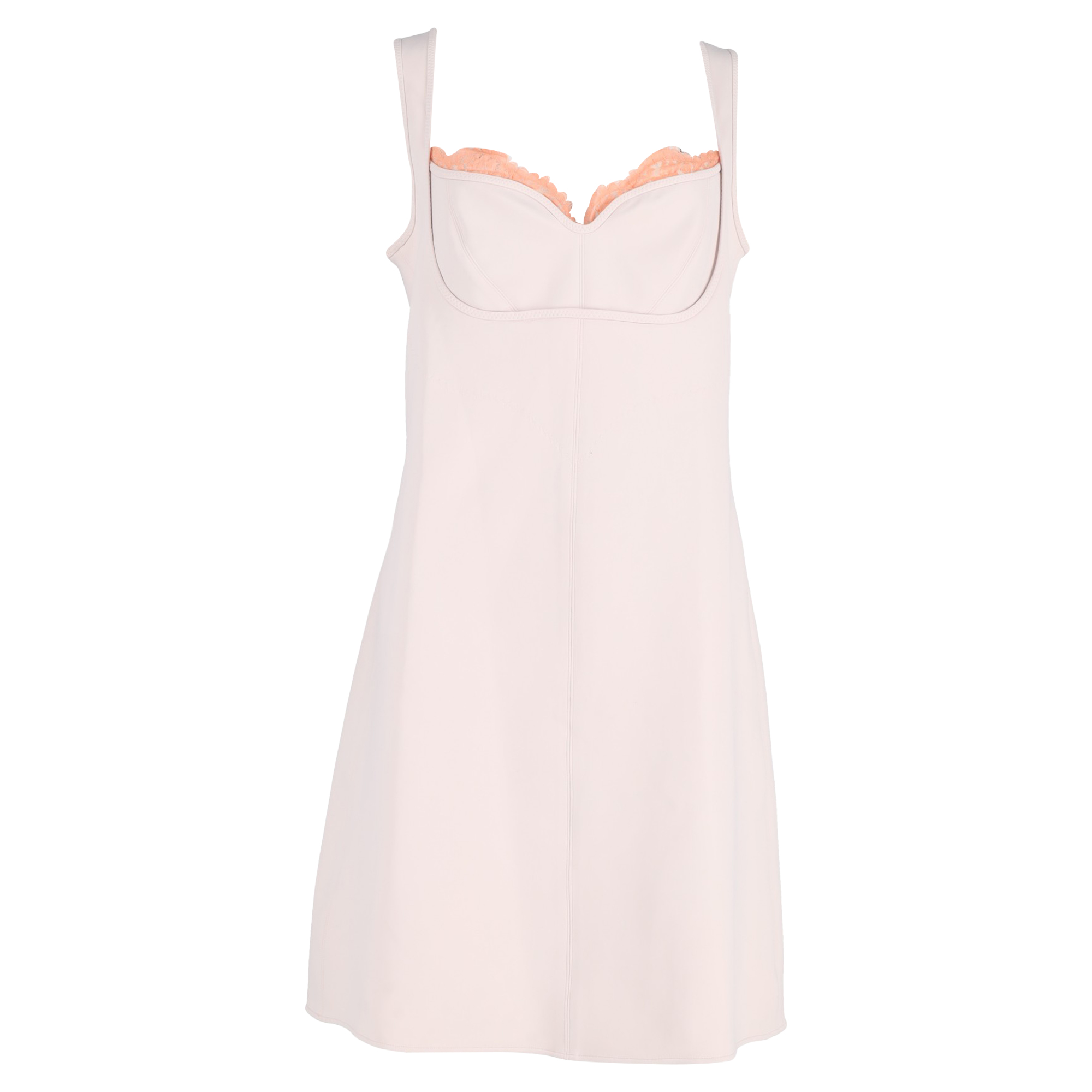 Stella McCartney Pre-owned Womens Lace-Trimmed Mini Dress in Pink Viscose – Size Large