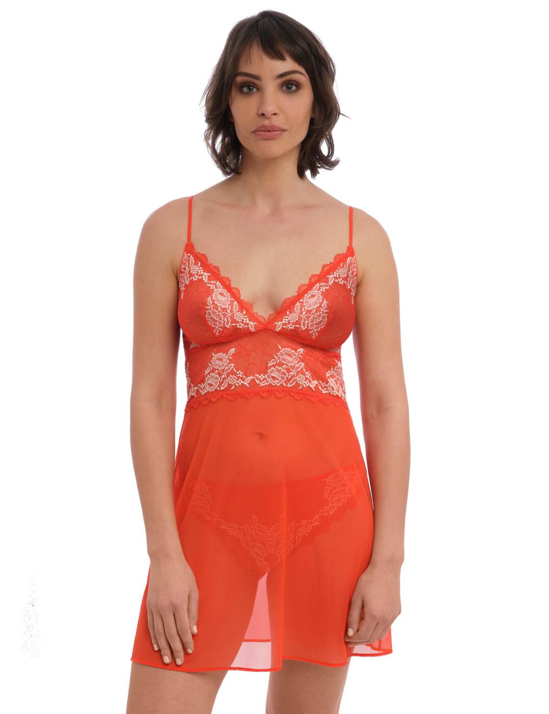 Wacoal Womens Lace Perfection Chemise – Orange Polyamide – Size Small