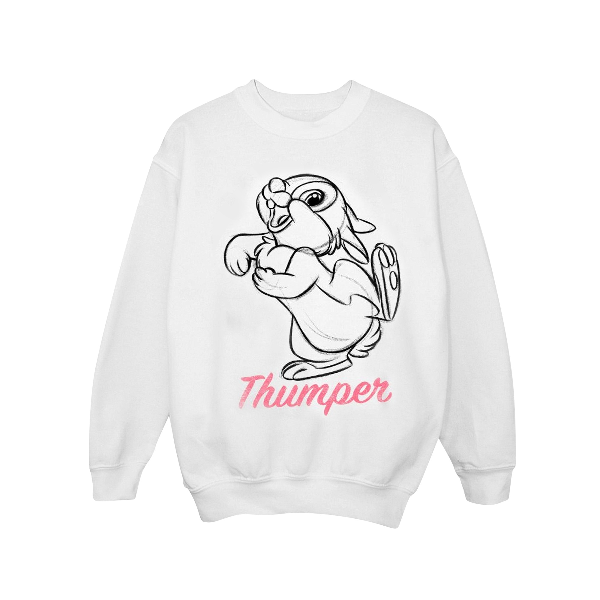 Thumbnail - Disney - "Bambi Thumper Line Drawing" Sweatshirt für Mädchen (Weiß)
