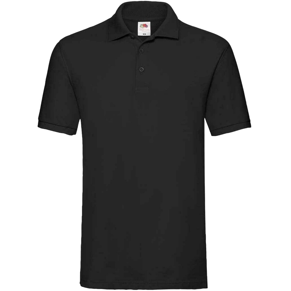 Thumbnail - Fruit of the Loom Herren Premium Baumwolle Pique Polo Shirt (Schwarz)