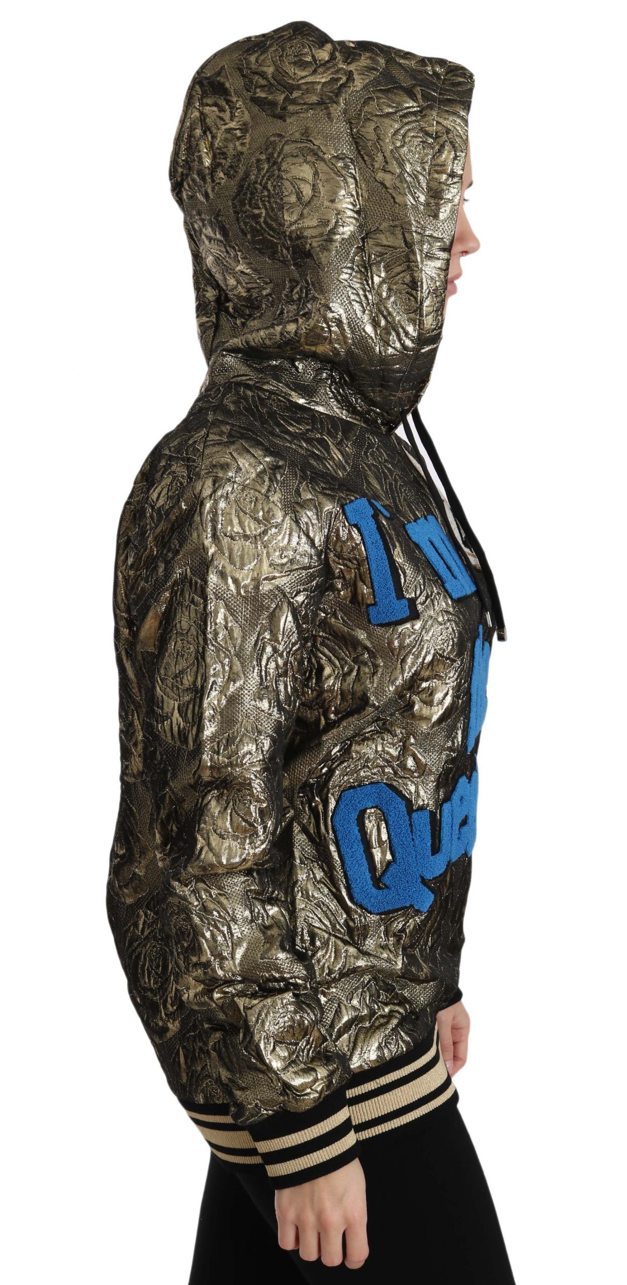 Dolce&Gabbana Jag är Drottningen Jaquard Guld Sweatshirt Hoodie dam – bild 2