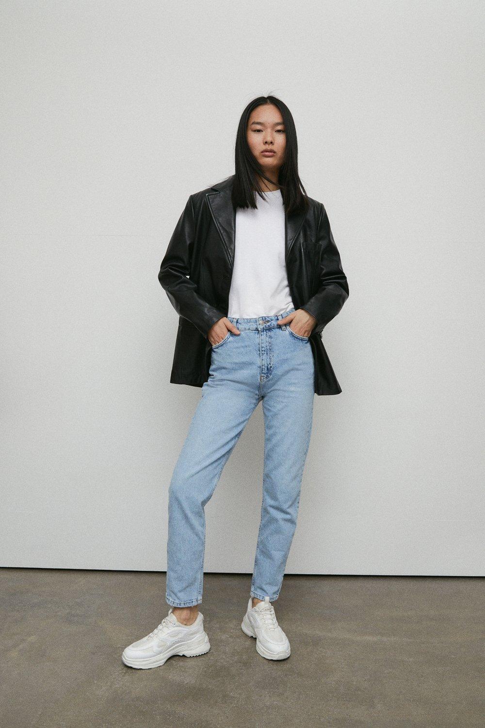 Warehouse Womens 86s Denim Authentic Mom Jeans - Blue Cotton - Size 10 Regular