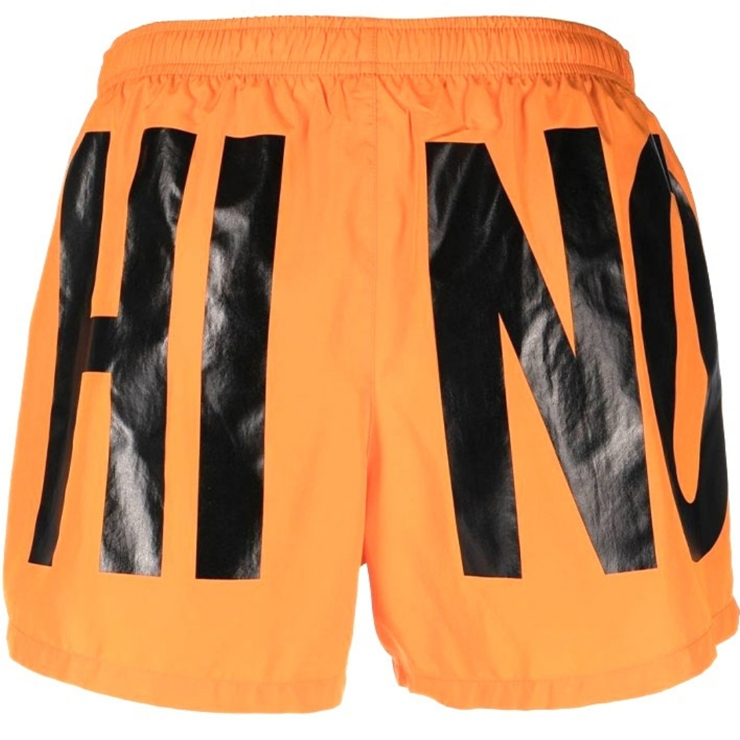 MOSCHINO Brand Print Logo Bright Orange Korta Badshorts herr – bild 2