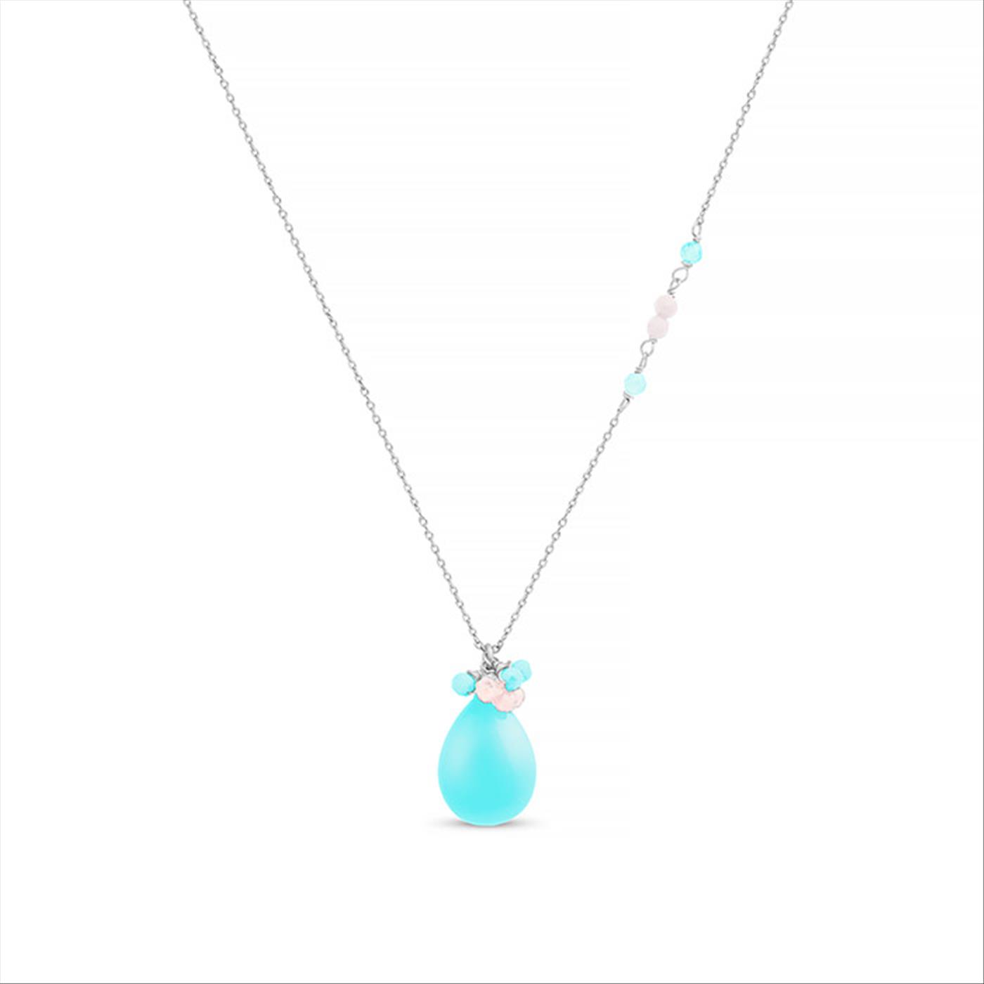 Thumbnail - Luxenter Halskette, Metalllegierung adak und türkis rhodiniert