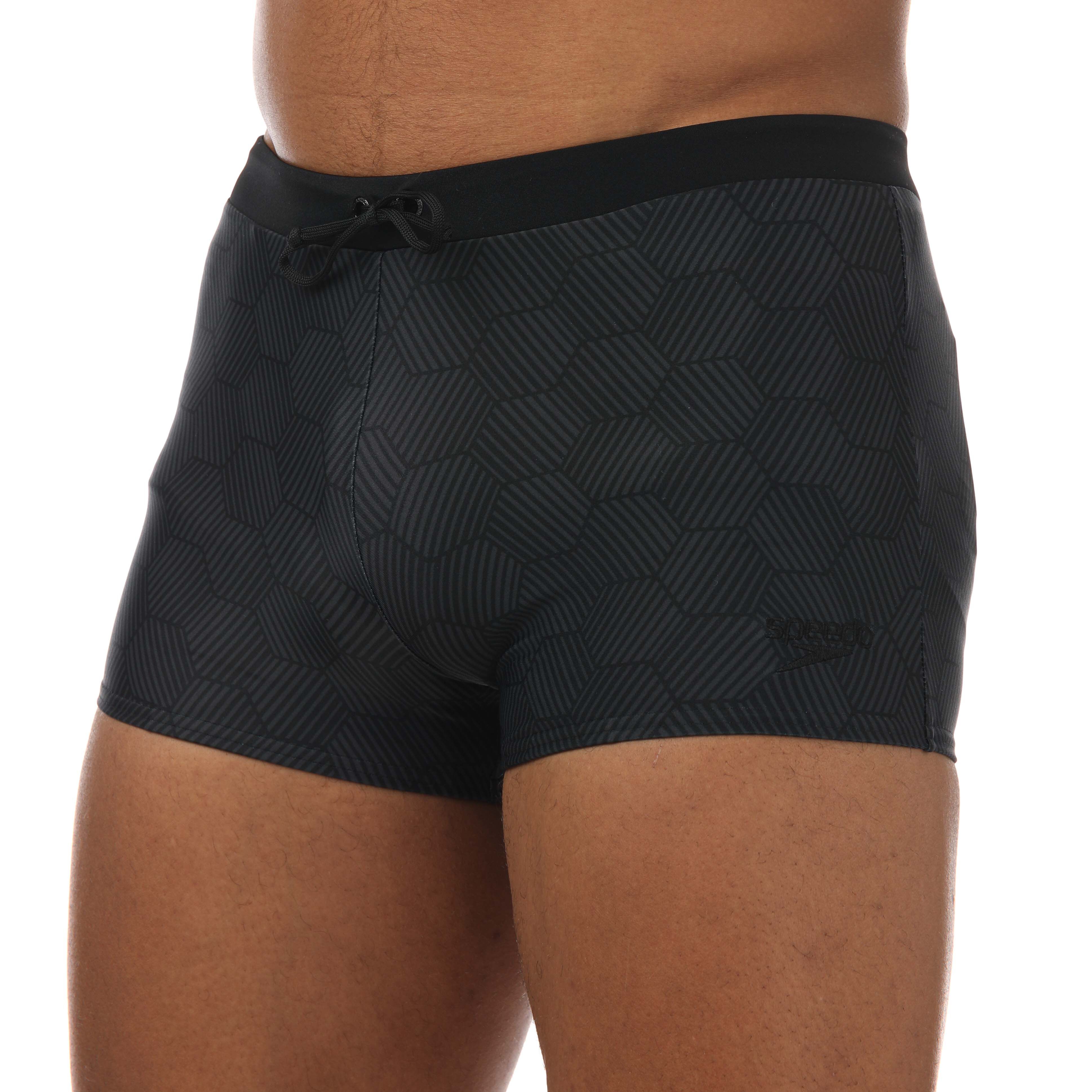 Speedo Mens Valmilton Jammer Aquashort in Black Grey Nylon - Size 28 (Waist)