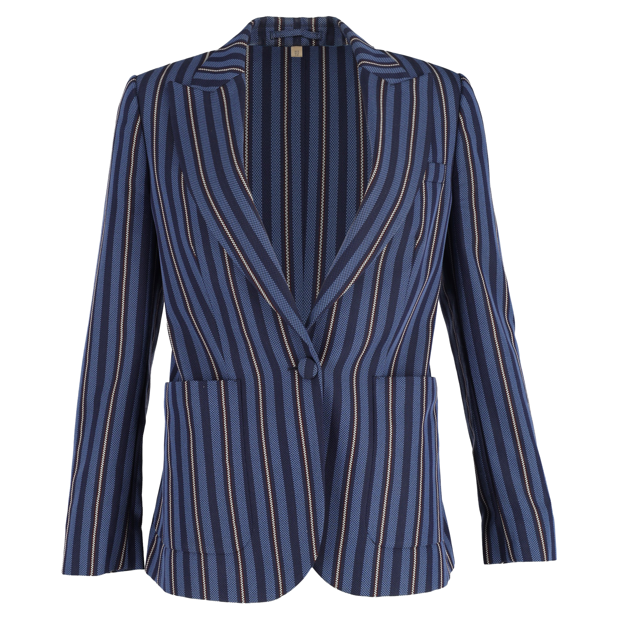 Burberry Einreiher-Gewebte-Streifen-Blazer aus marineblauer Wolle