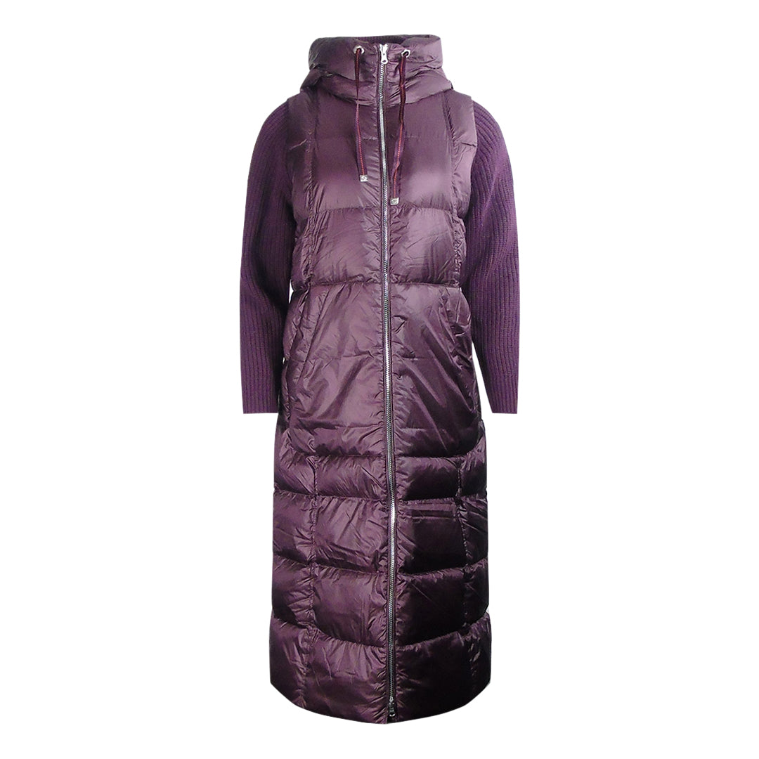 Parajumpers Womens Halisa Fig Purple Long Hooded Down Jacket Polyamide – Size Small
