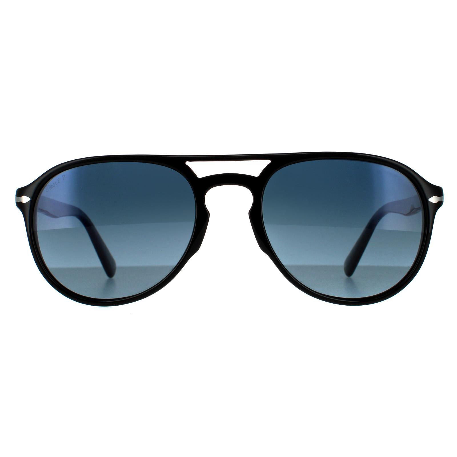Persol Aviator Unisex Black Blue Gradient Polarized Sunglasses – One Size