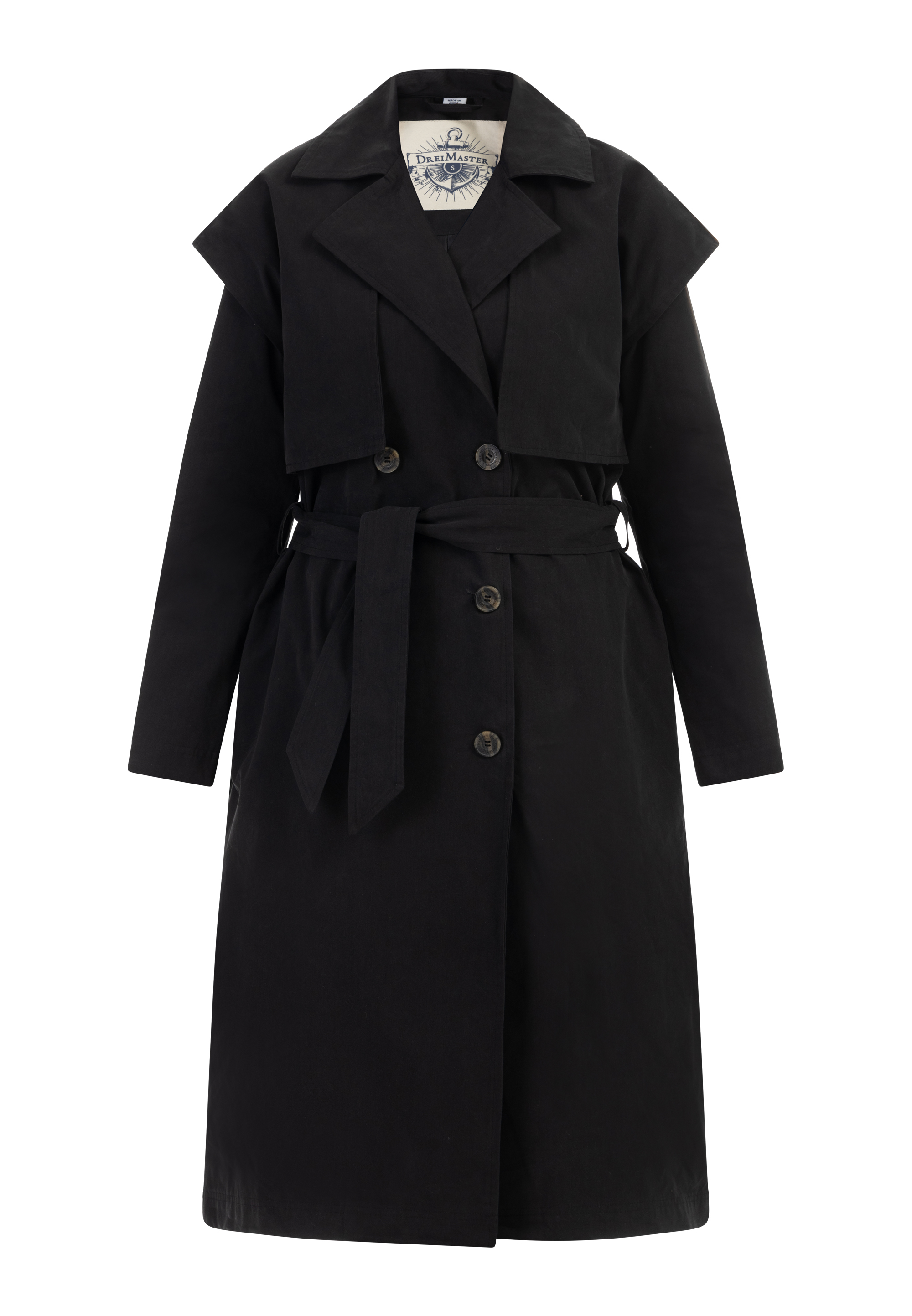Dreimaster Trenchcoat Dames zwart