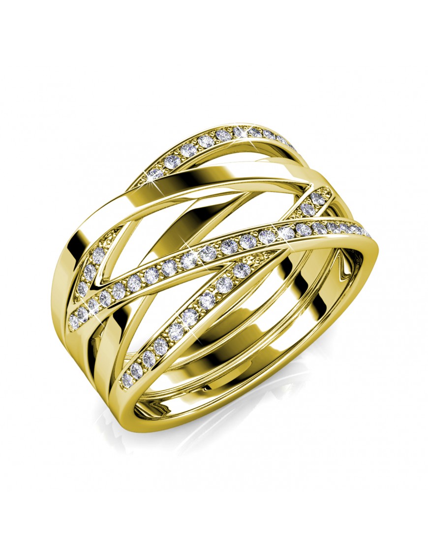 Thumbnail - Criss Cross Ring - Gold und Kristall