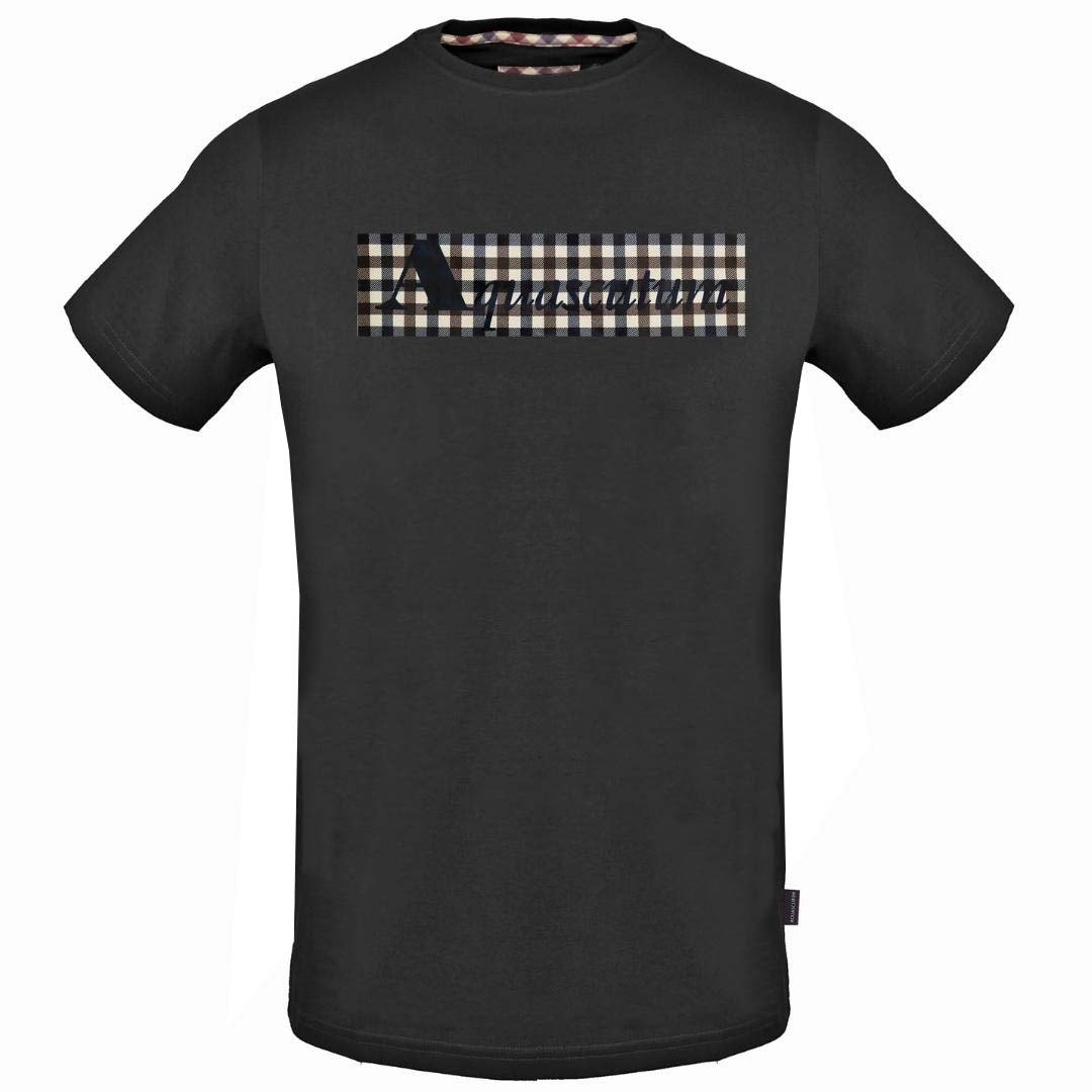 Thumbnail - Aquascutum Check Box Logo Black T-Shirt