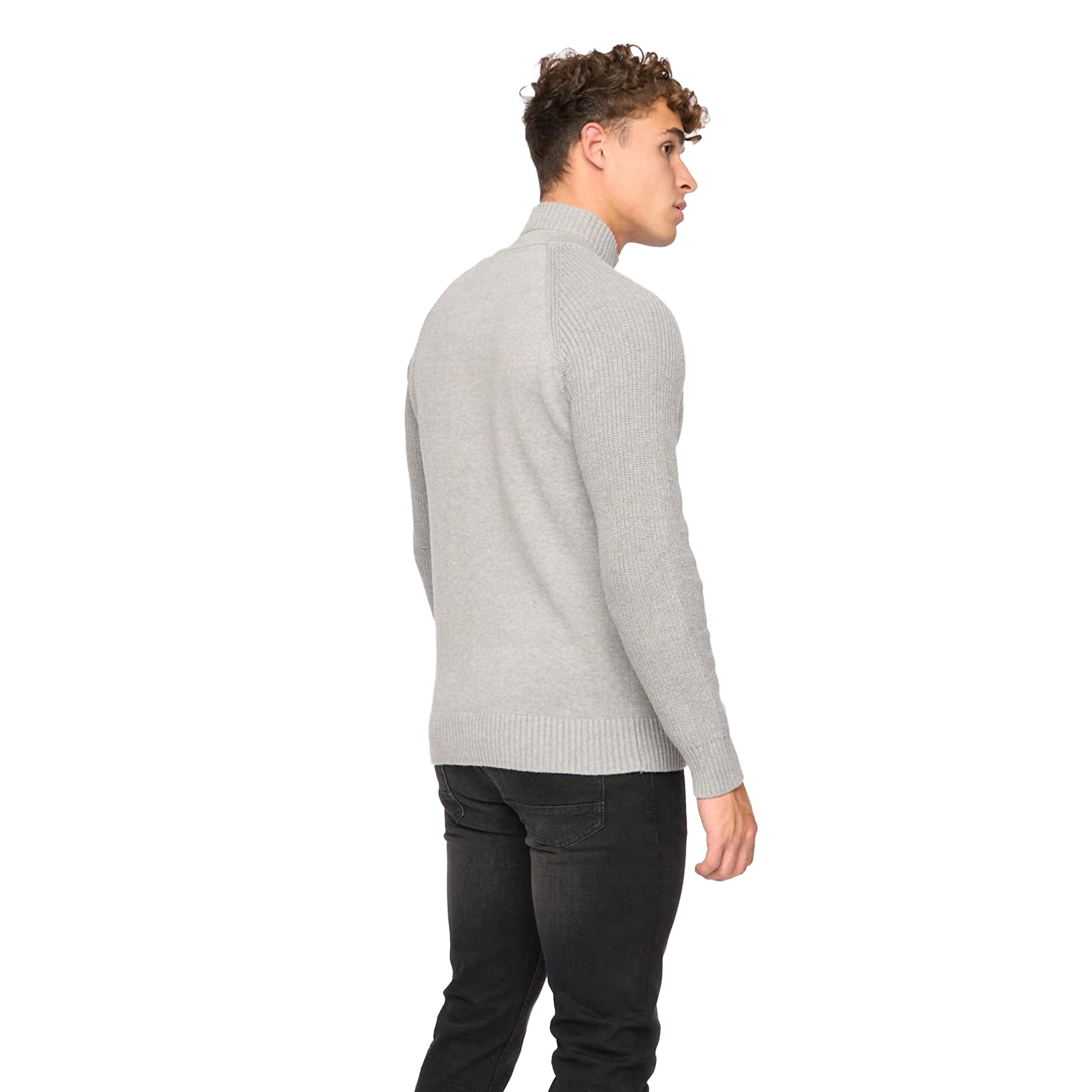 Crosshatch Mens Birchin stickad jumper med full dragkedja (grå) koftor & cardigans herr – bild 2
