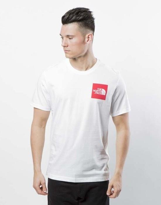 Thumbnail - The North Face Herren Feines Kurzarm-T-Shirt Weiß/Rot