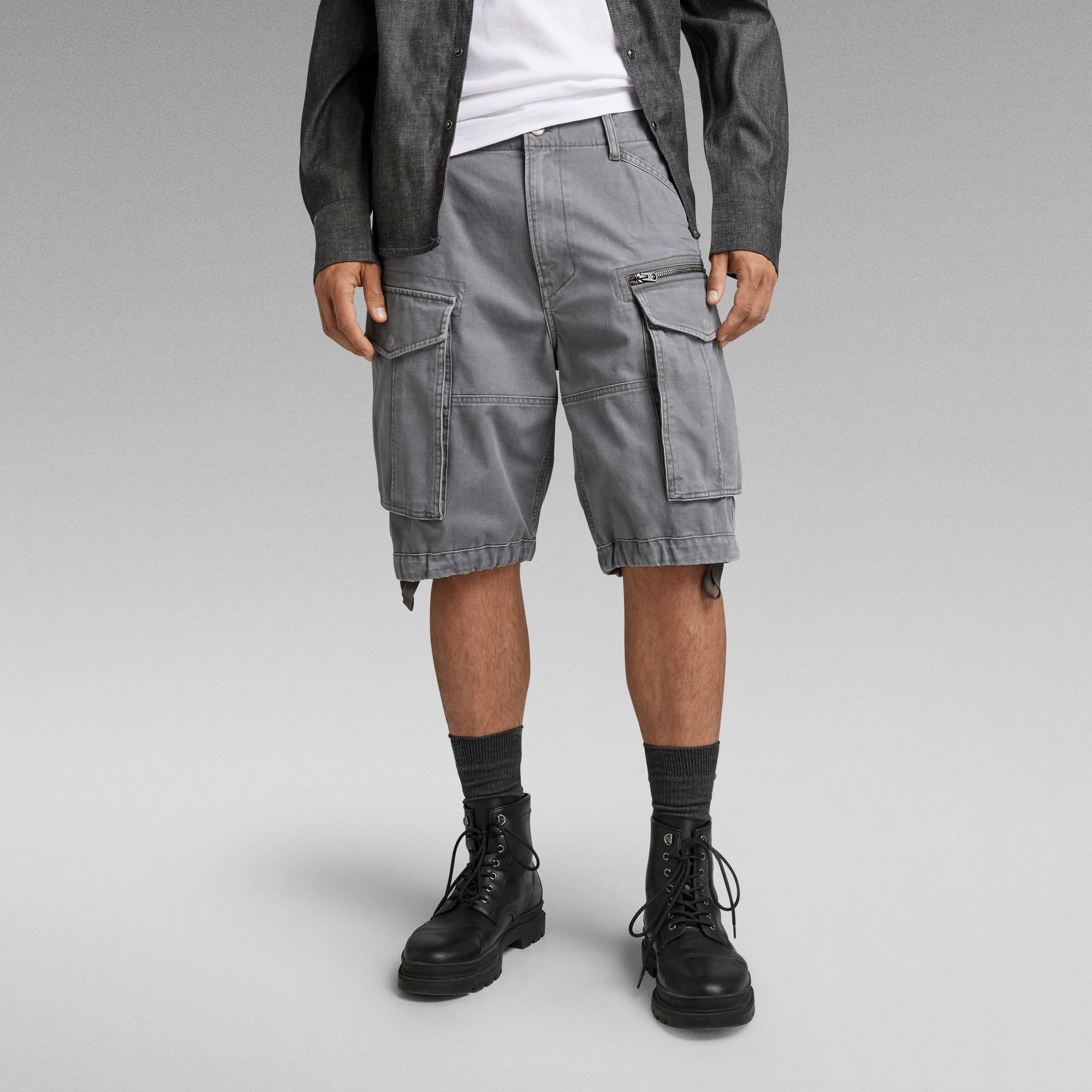 G Star Raw Mens G-Star RAW Rovic Zip Relaxed Shorts - Grey Cotton - Size 28 (Waist)