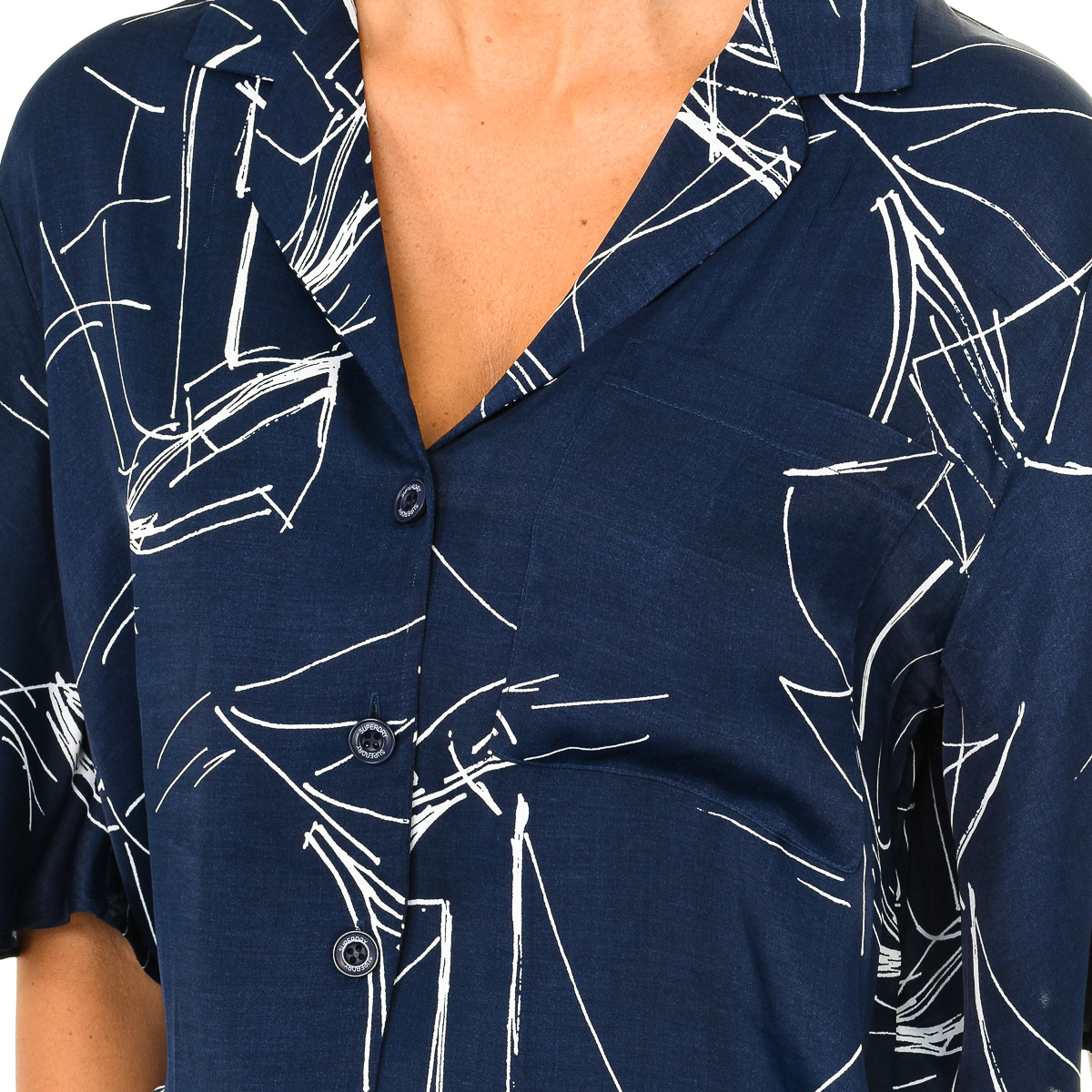 Superdry Kortärmad blus för kvinnor med kavajkrage W4010021A dam – bild 2