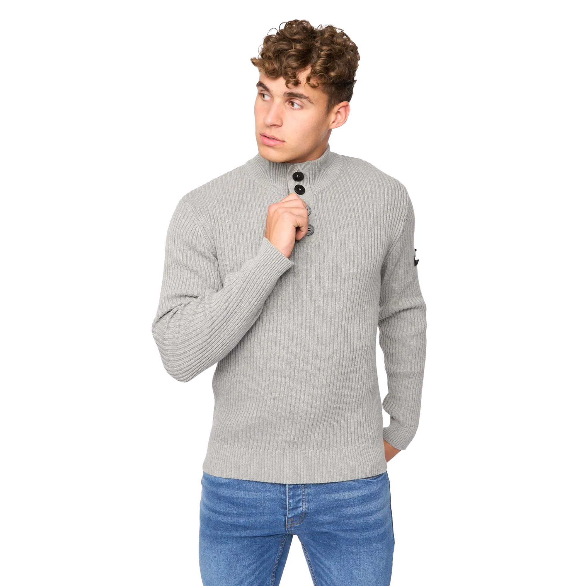 Thumbnail - Crosshatch - "Wellburys" Pullover für Herren (Grau meliert)