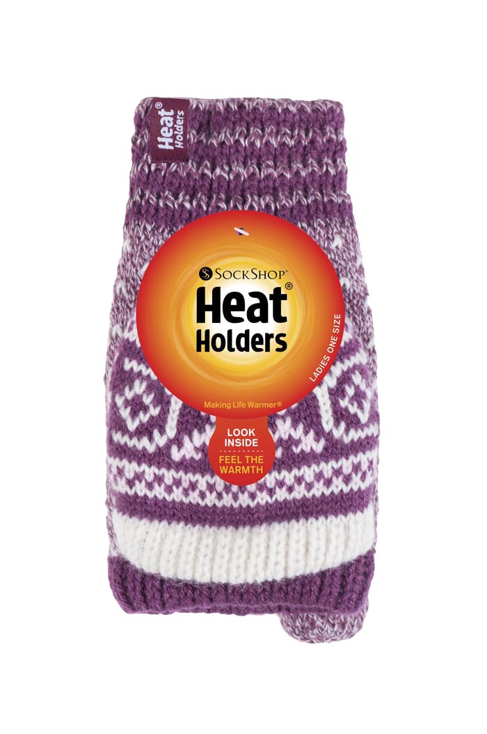 Heat Holders Ladies Warm Fairisle Mönstrade Termiska Fingerlösa Converter Handskar dam – bild 2